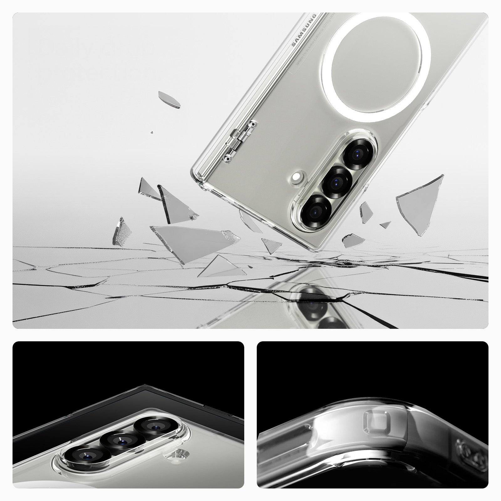 Handyhülle für Galaxy Z Fold7, Spigen Ultra Hybrid Pro Mag mit MagSafe, Transparent-Weiß