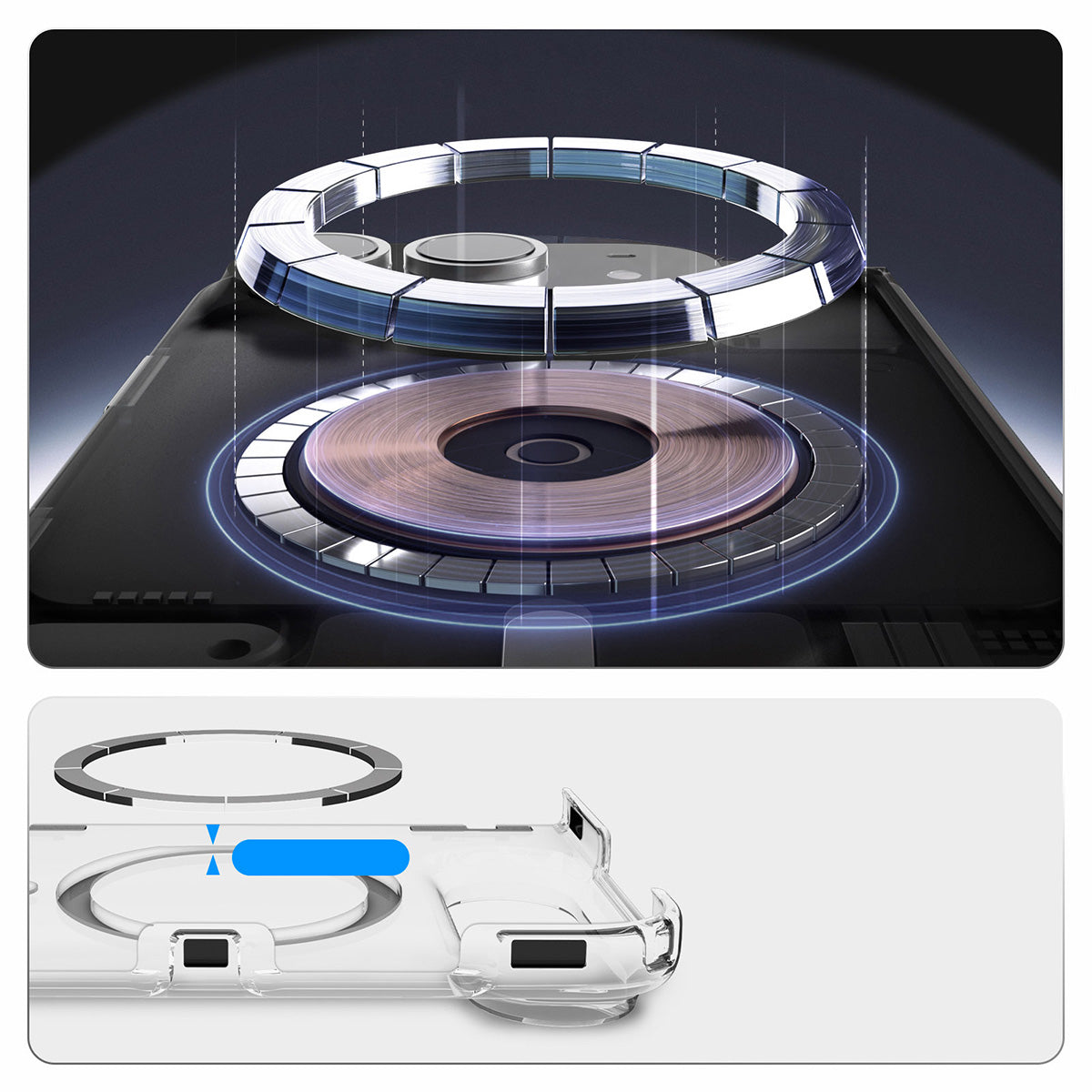 Handyhülle für iPhone Duo, Spigen Ultra Hybrid Pro Mag mit MagSafe, Transparent-Weiß (5/14)