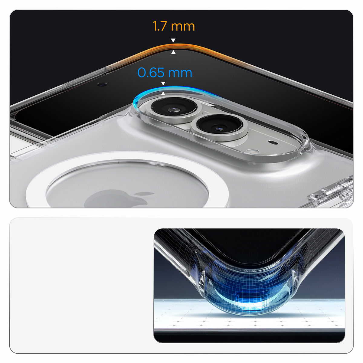 Handyhülle für iPhone Duo, Spigen Ultra Hybrid Pro Mag mit MagSafe, Transparent-Weiß (7/14)