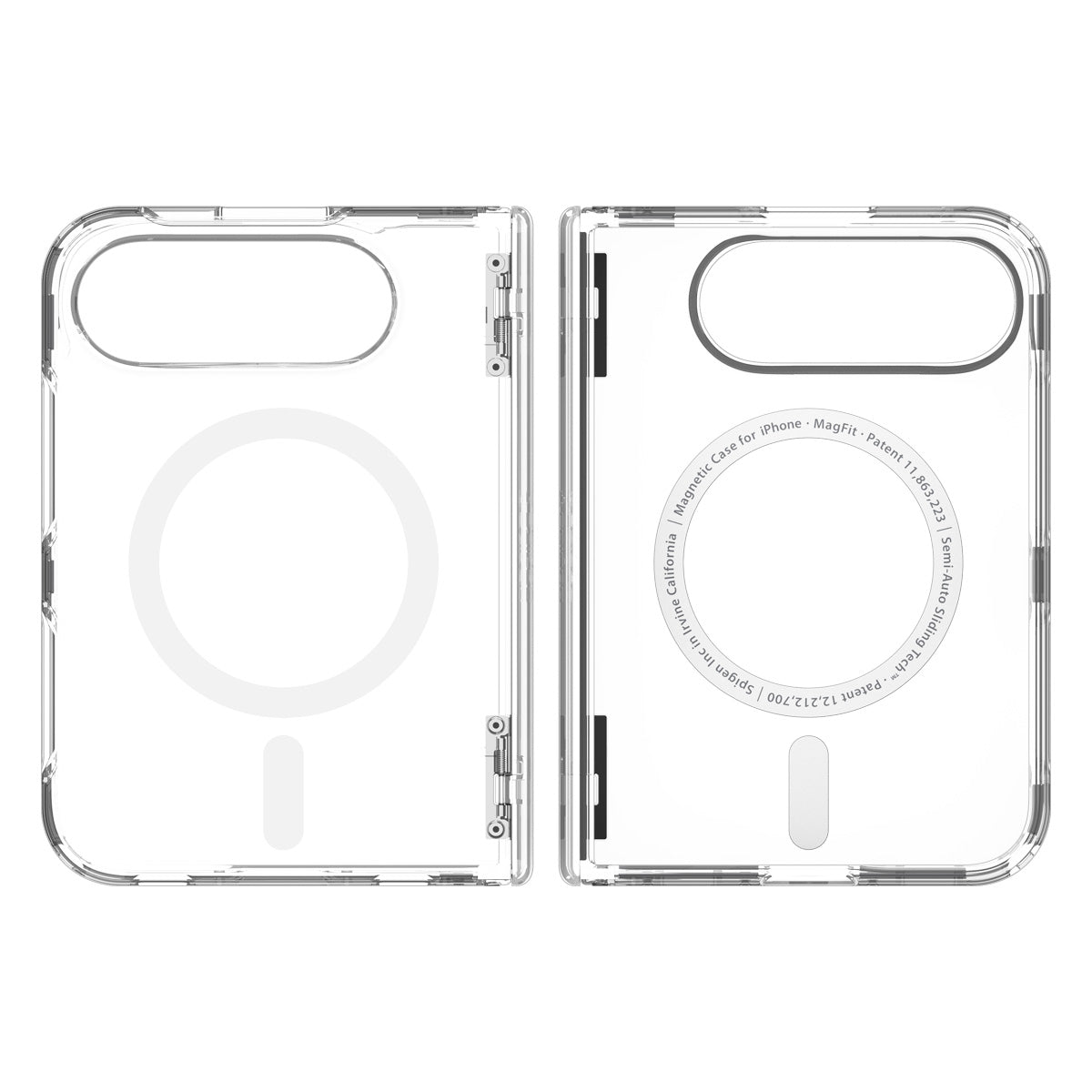 Handyhülle für iPhone Duo, Spigen Ultra Hybrid Pro Mag mit MagSafe, Transparent-Weiß (10/14)