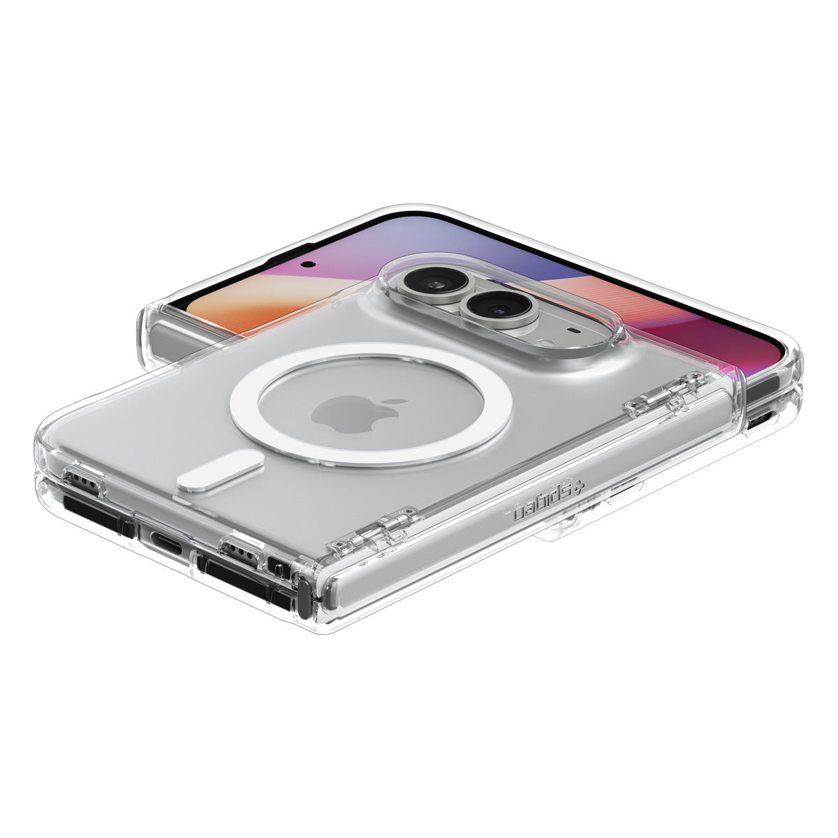 Handyhülle für iPhone Duo, Spigen Ultra Hybrid Pro Mag mit MagSafe, Transparent-Weiß (13/14)