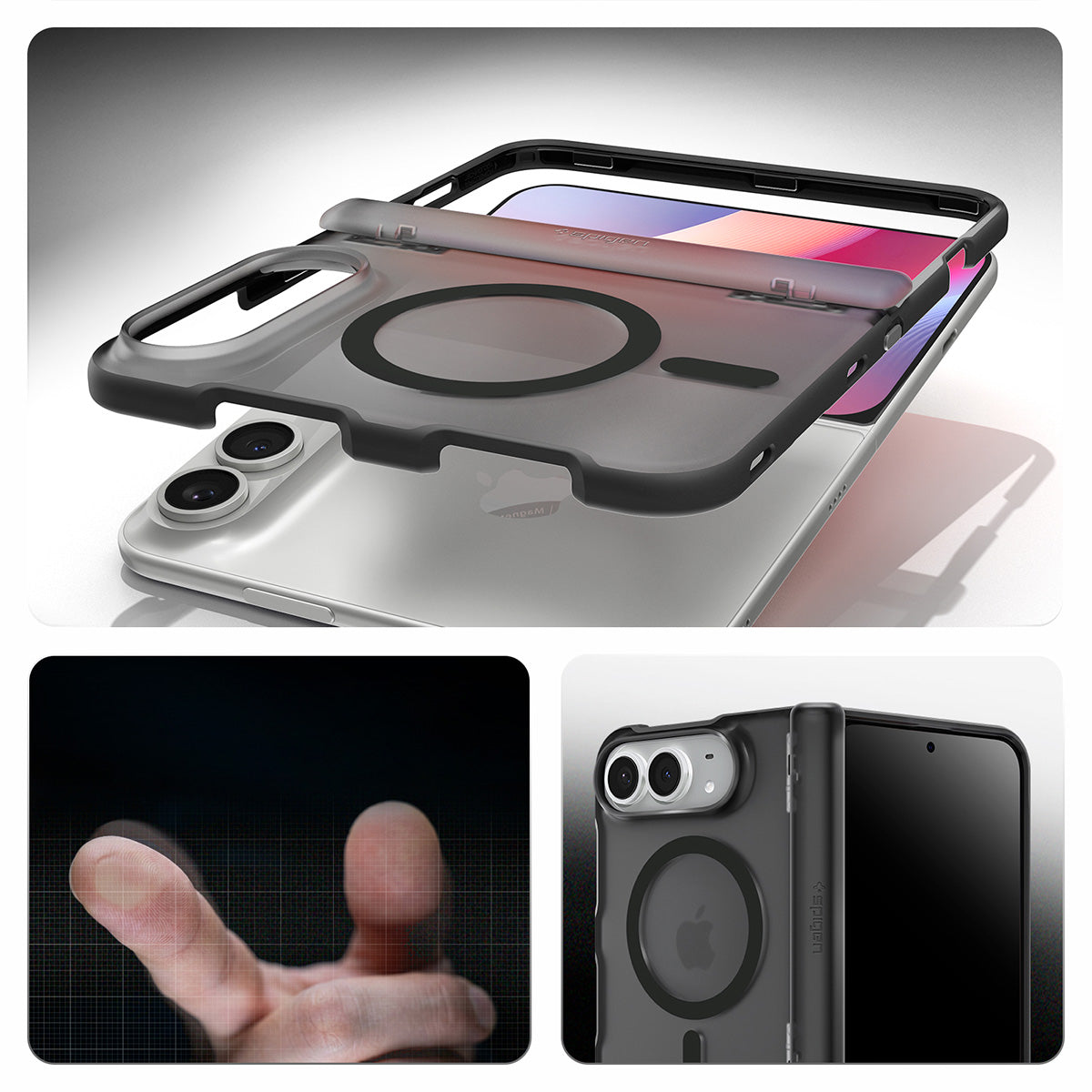 Handyhülle für iPhone Duo, Spigen Ultra Hybrid Pro Mag mit MagSafe, Rauchfarben-Schwarz (3/14)