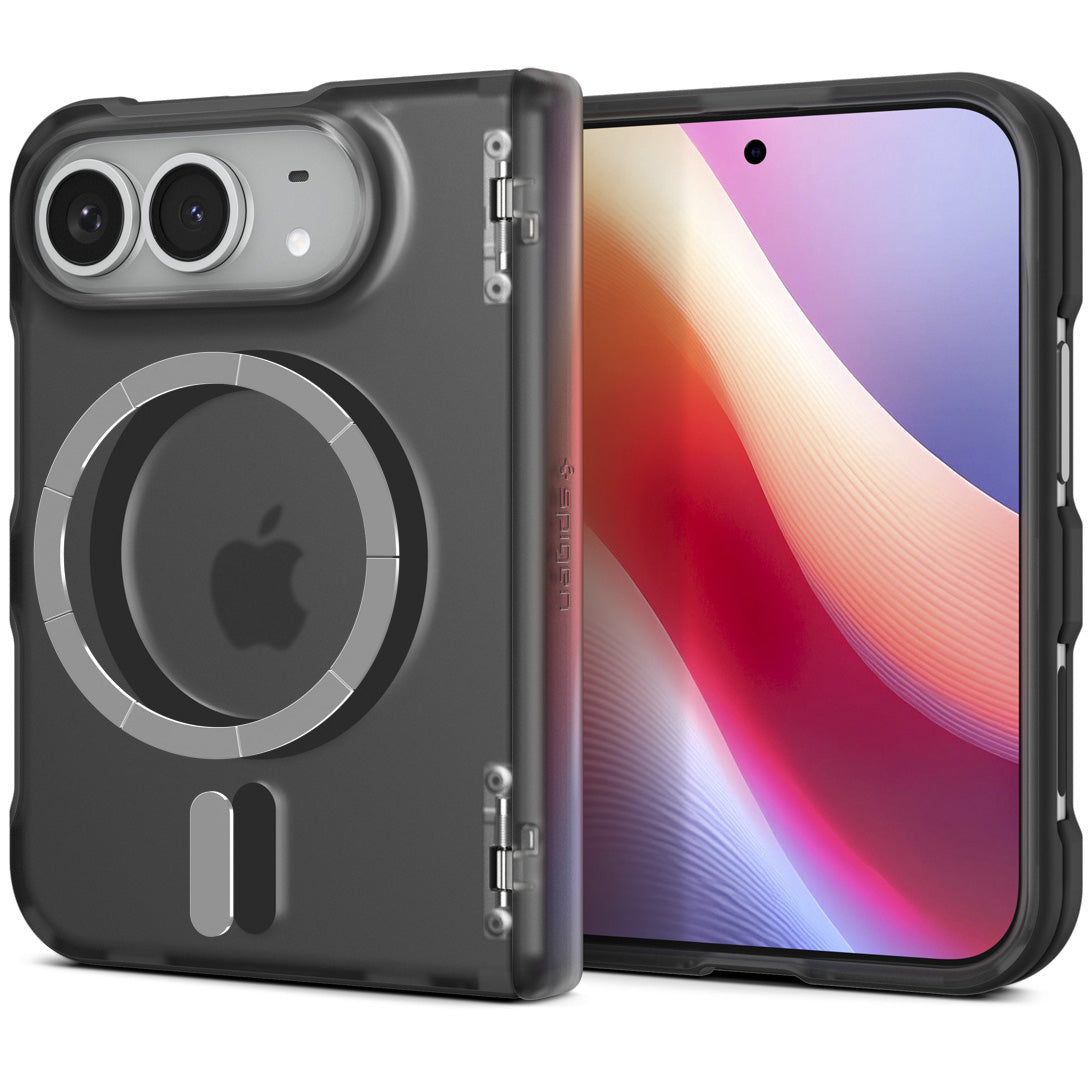 Handyhülle für iPhone Duo, Spigen Ultra Hybrid Pro Mag mit MagSafe, Rauchfarben-Schwarz (12/14)