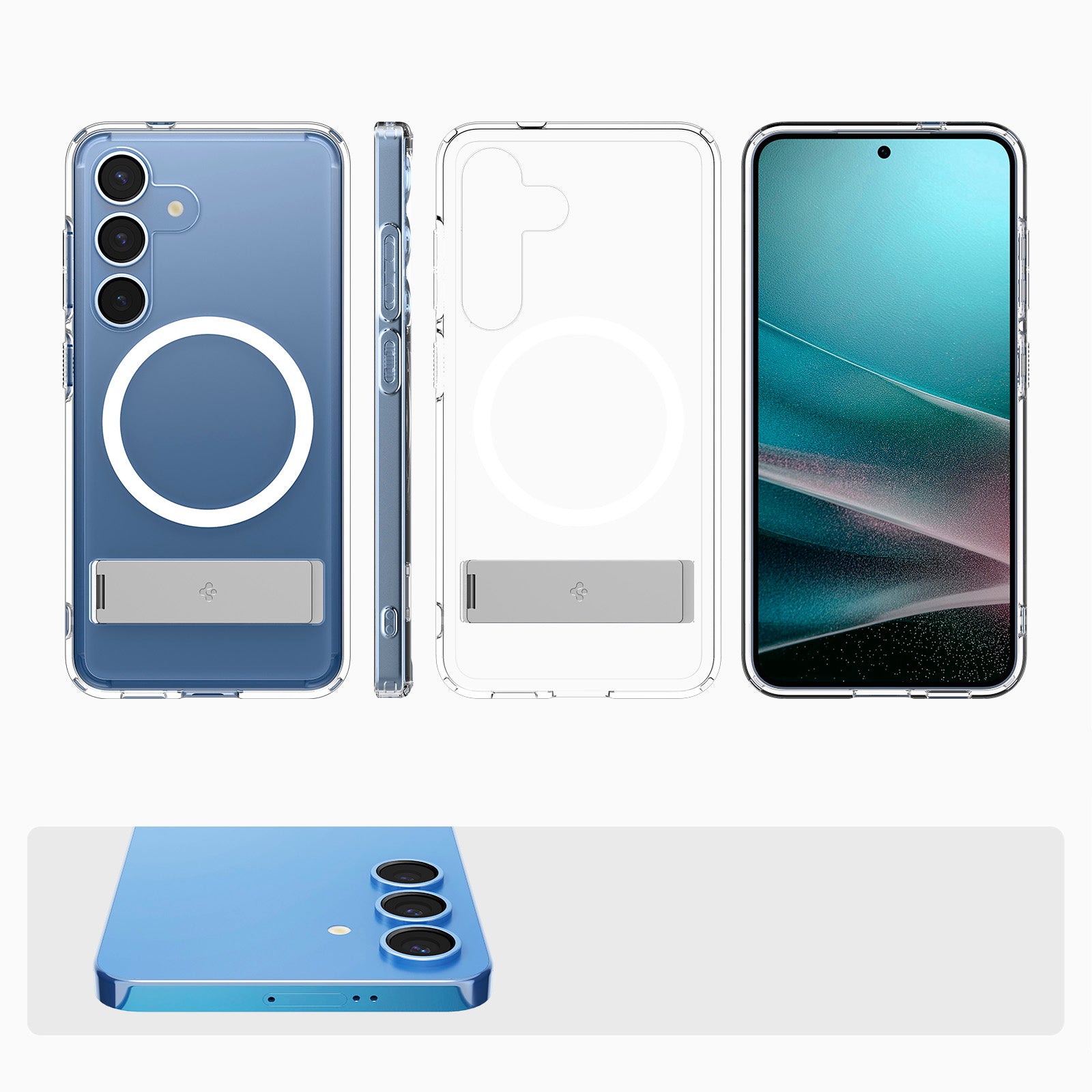 Handyhülle für Galaxy S25, Spigen Ultra Hybrid S Mag mit MagSafe, Transparent-Weiß