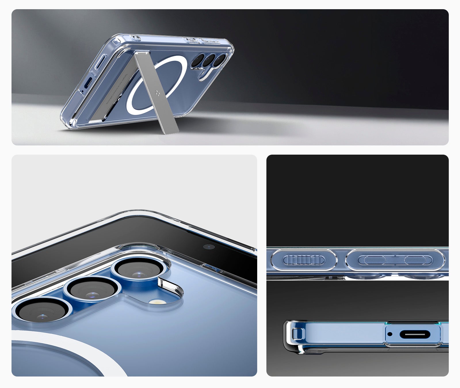 Handyhülle für Galaxy S25, Spigen Ultra Hybrid S Mag mit MagSafe, Transparent-Weiß