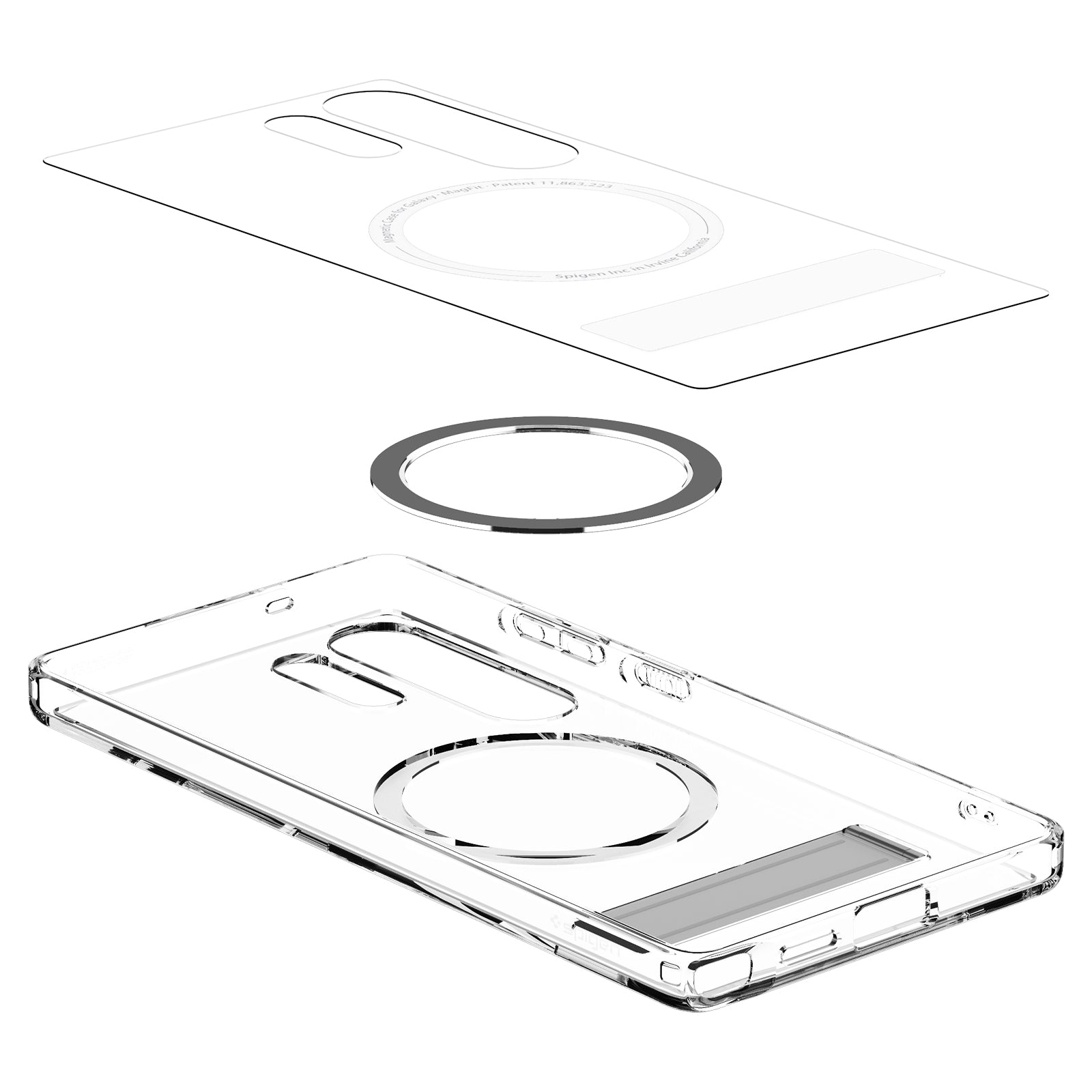 Handyhülle für Galaxy S25 Ultra, Spigen Ultra Hybrid S Mag mit MagSafe, Transparent-Weiß