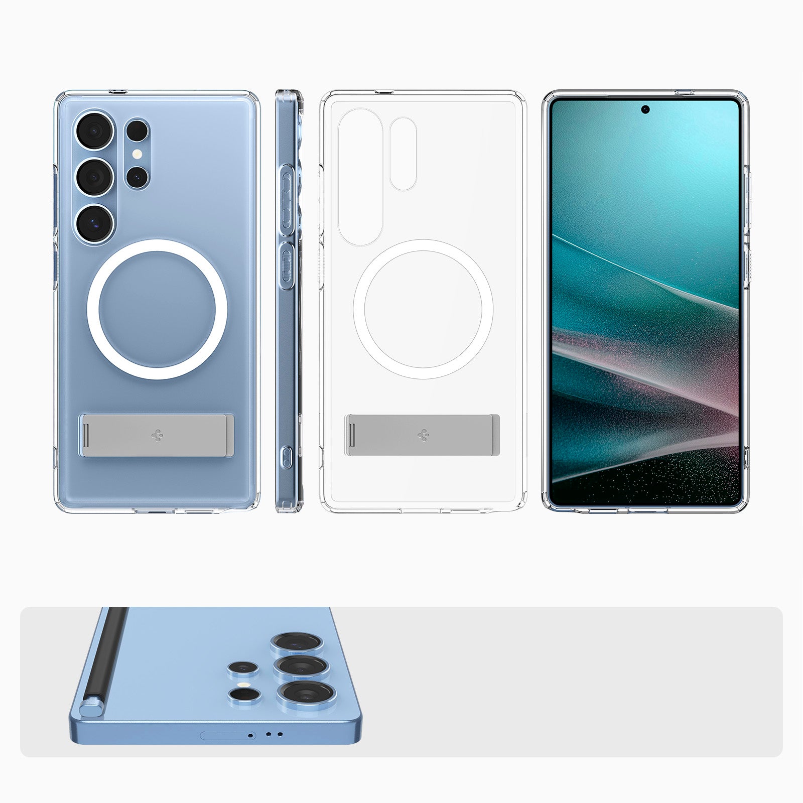 Handyhülle für Galaxy S25 Ultra, Spigen Ultra Hybrid S Mag mit MagSafe, Transparent-Weiß
