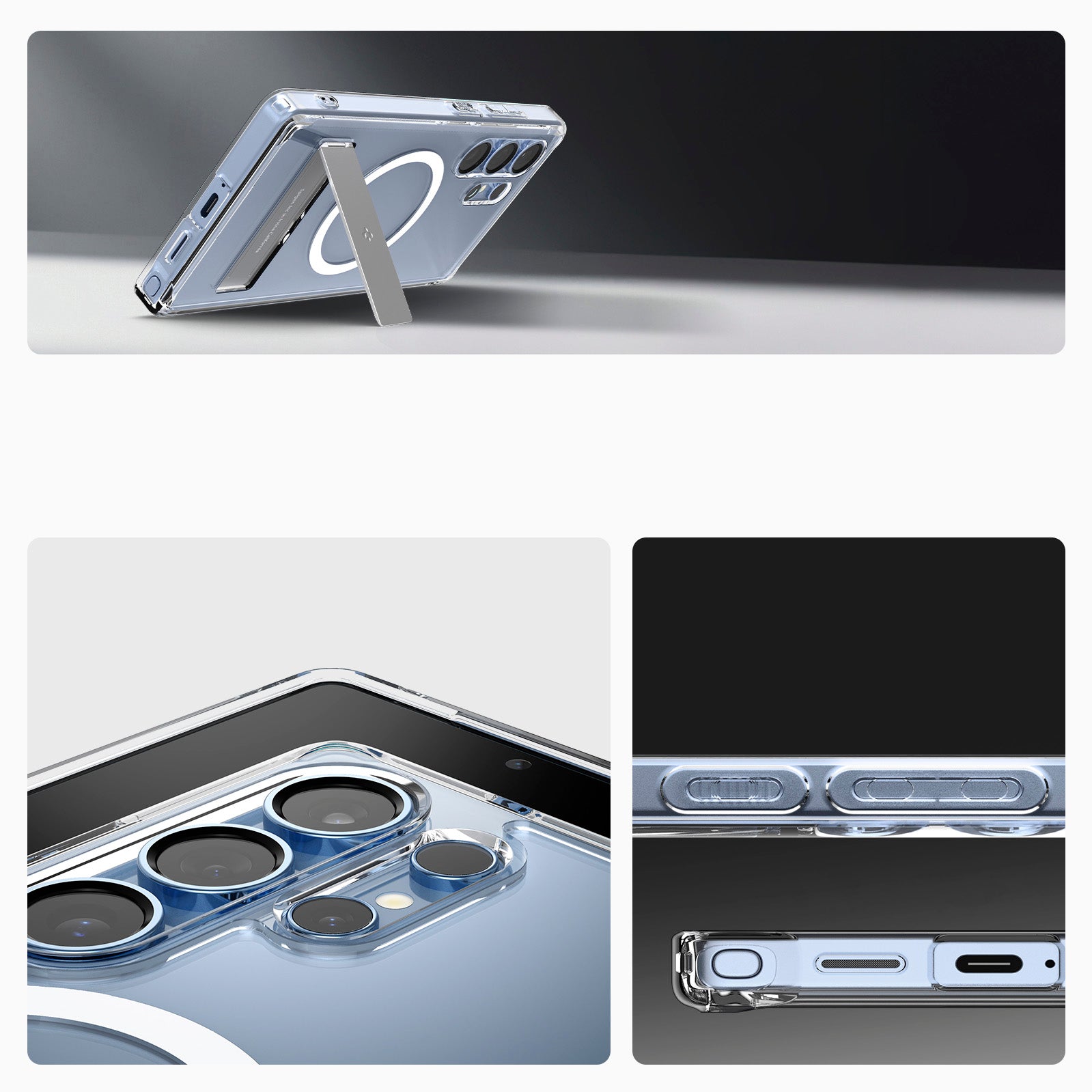 Handyhülle für Galaxy S25 Ultra, Spigen Ultra Hybrid S Mag mit MagSafe, Transparent-Weiß