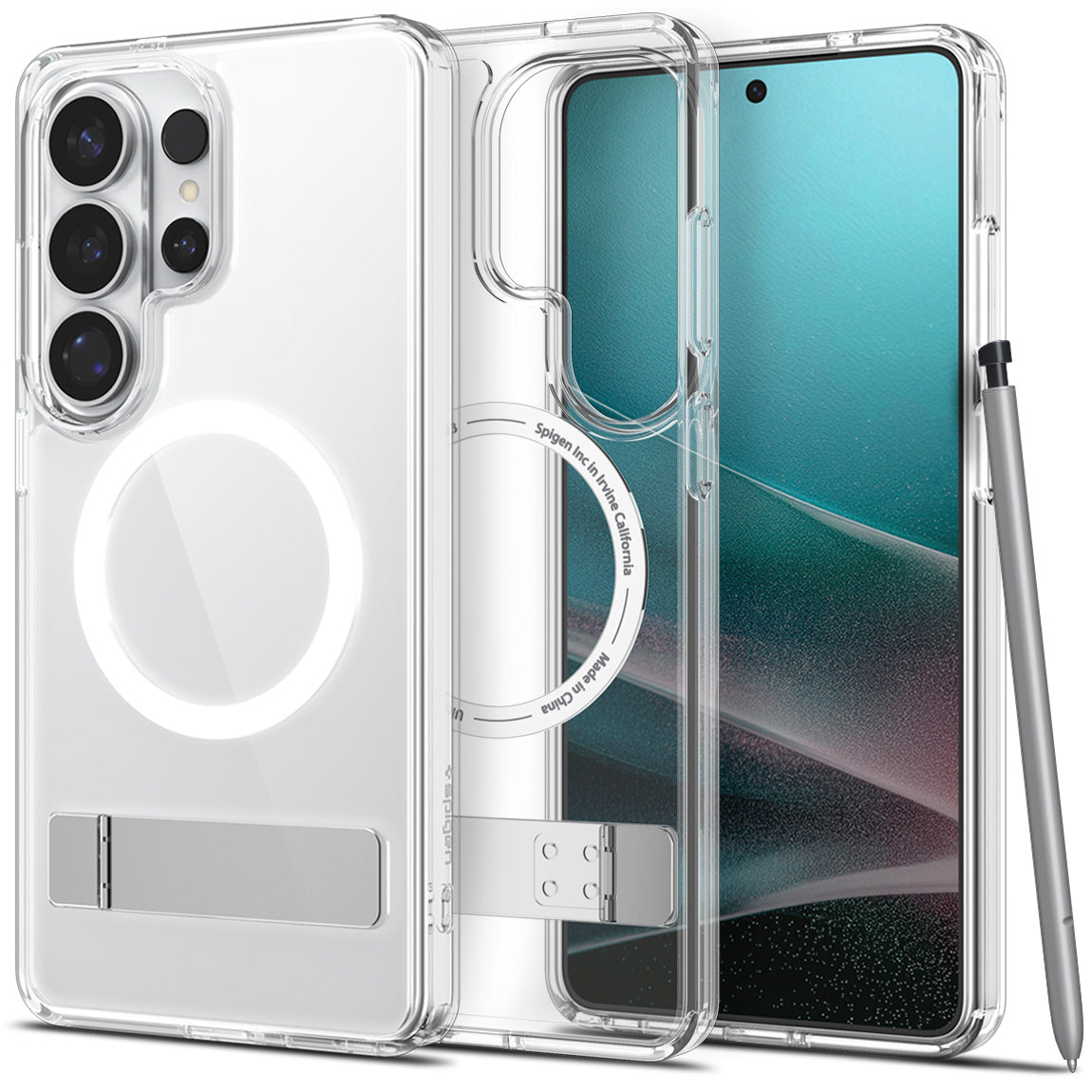 Handyhülle für Galaxy S26 Ultra, Spigen Ultra Hybrid S Mag mit MagSafe, Transparent-Weiß