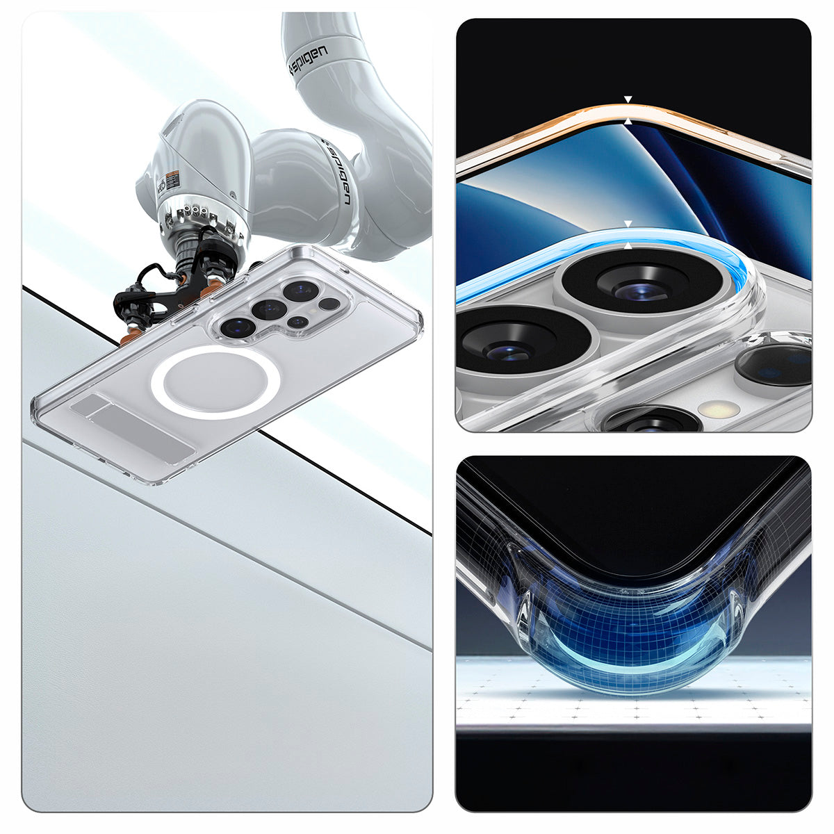 Handyhülle für Galaxy S26 Ultra, Spigen Ultra Hybrid S Mag mit MagSafe, Transparent-Weiß