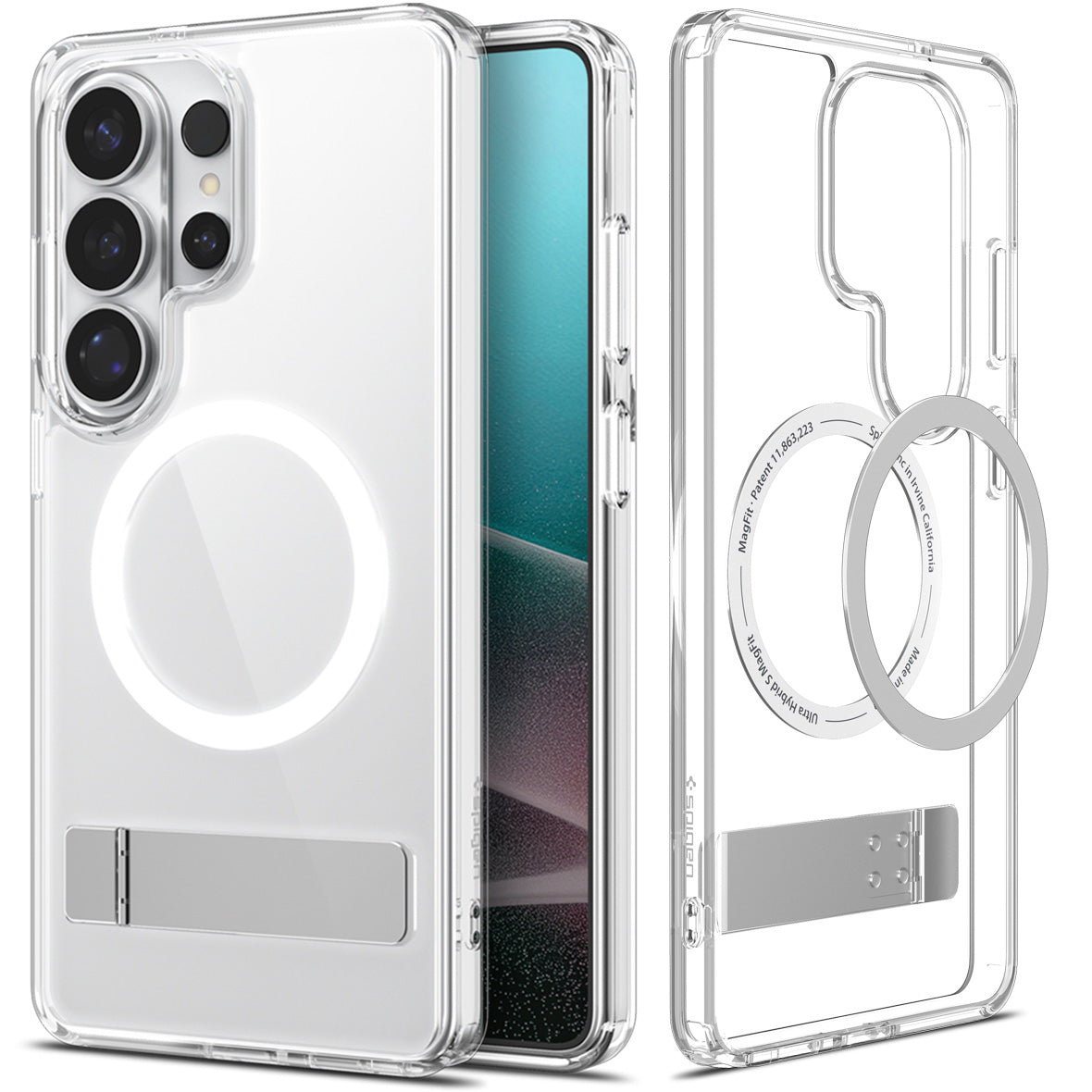 Handyhülle für Galaxy S26 Ultra, Spigen Ultra Hybrid S Mag mit MagSafe, Transparent-Weiß