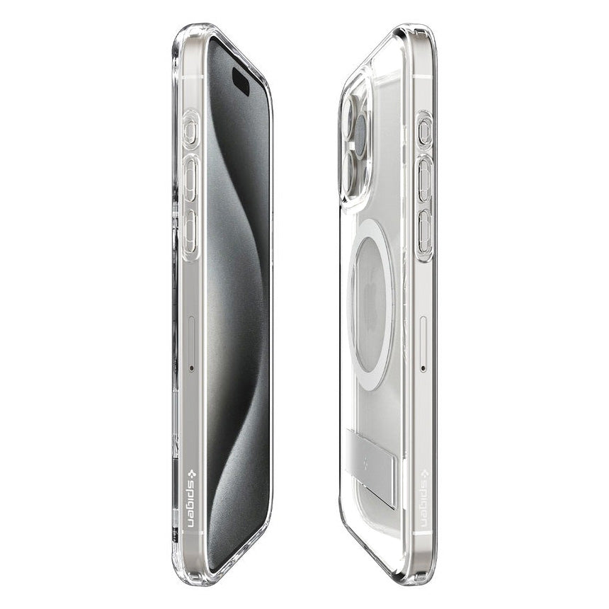 Handyhülle für iPhone 15 Pro Max, Spigen Ultra Hybrid S Mag mit MagSafe, Transparent-Weiß