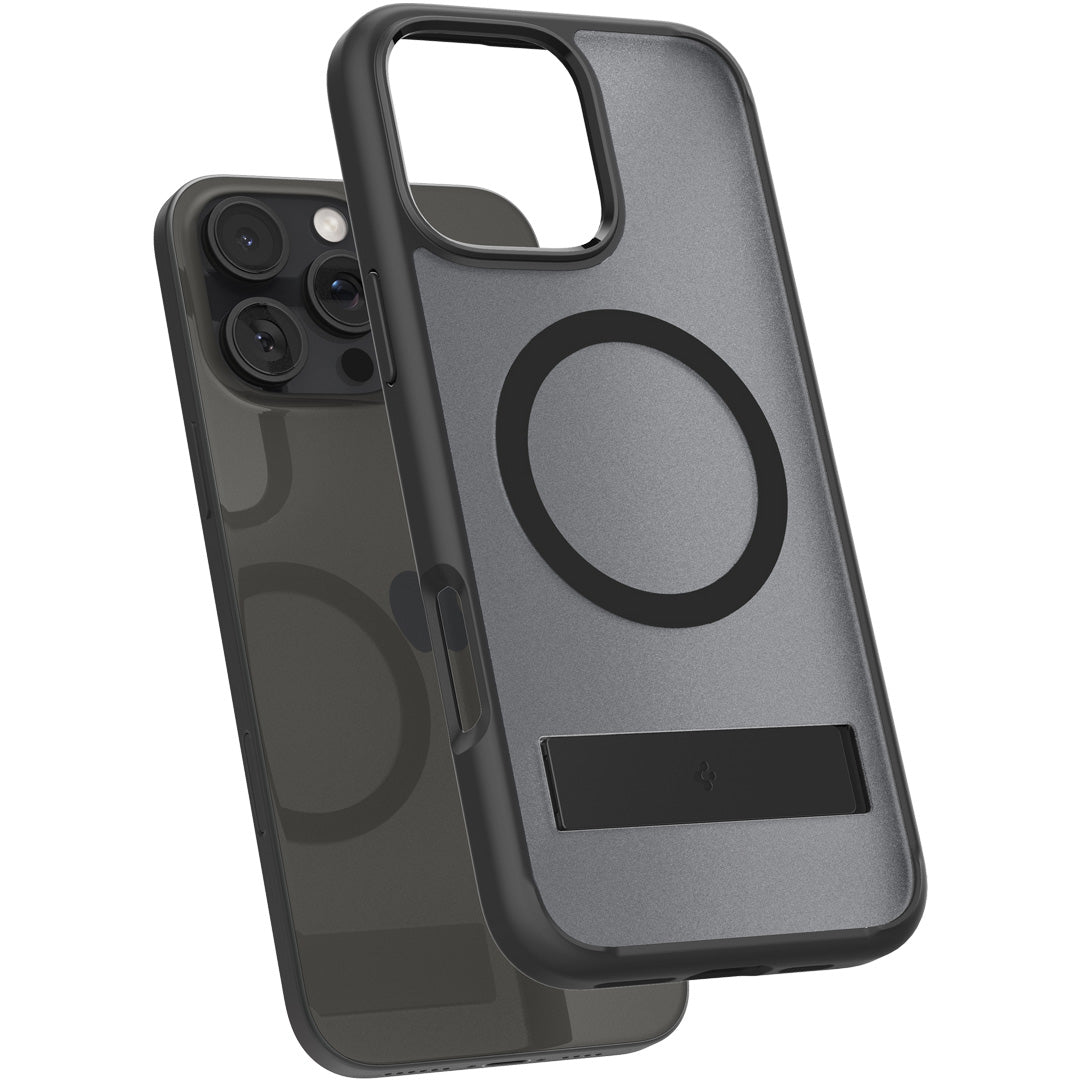 Handyhülle für iPhone 16 Pro, Spigen Ultra Hybrid S Mag mit MagSafe, Durchscheinend-Schwarz