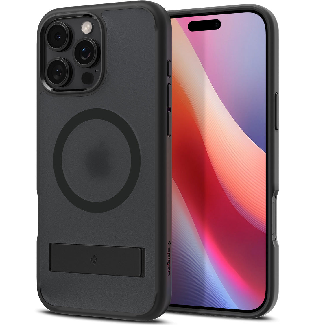 Handyhülle für iPhone 16 Pro, Spigen Ultra Hybrid S Mag mit MagSafe, Durchscheinend-Schwarz