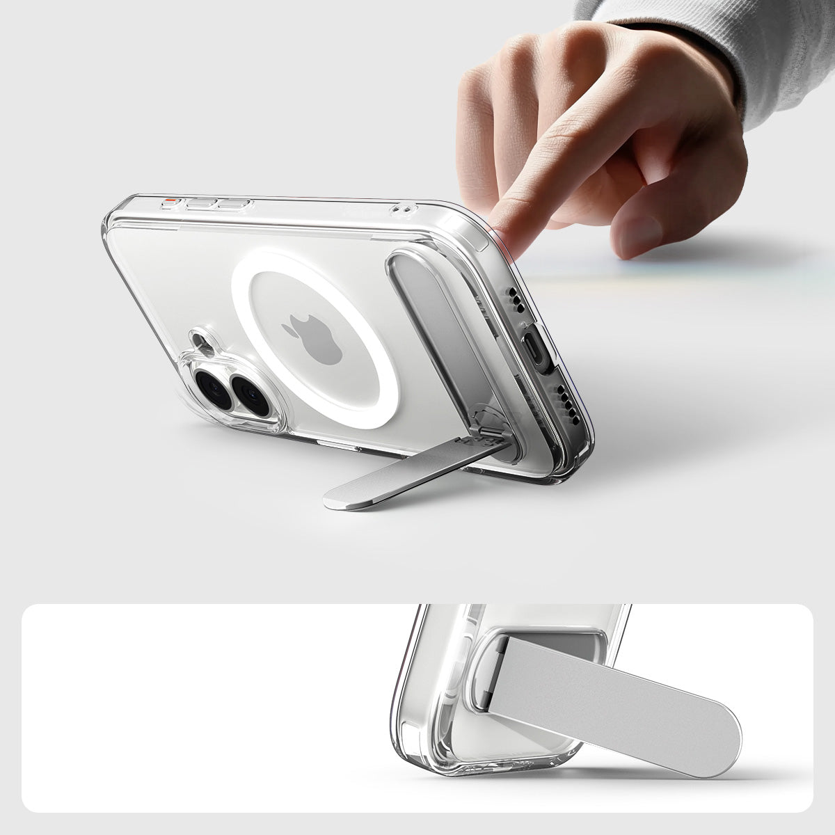 Handyhülle für iPhone 17, Spigen Ultra Hybrid S Mag mit MagSafe, Transparent-Weiß