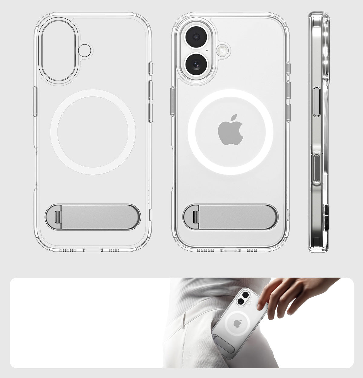 Handyhülle für iPhone 17, Spigen Ultra Hybrid S Mag mit MagSafe, Transparent-Weiß