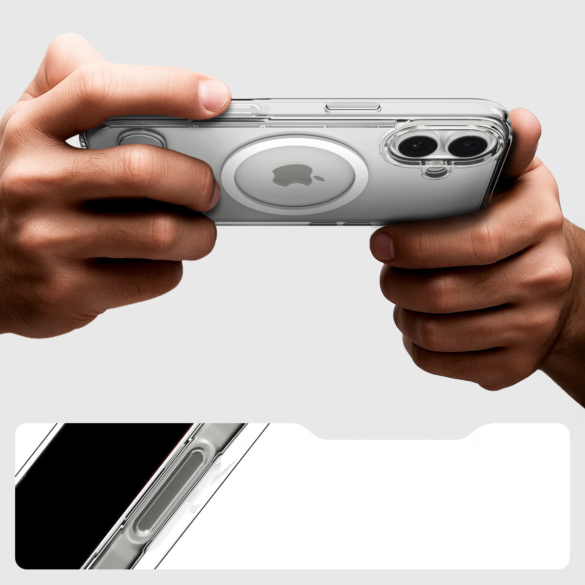 Handyhülle für iPhone 17, Spigen Ultra Hybrid S Mag mit MagSafe, Transparent-Weiß