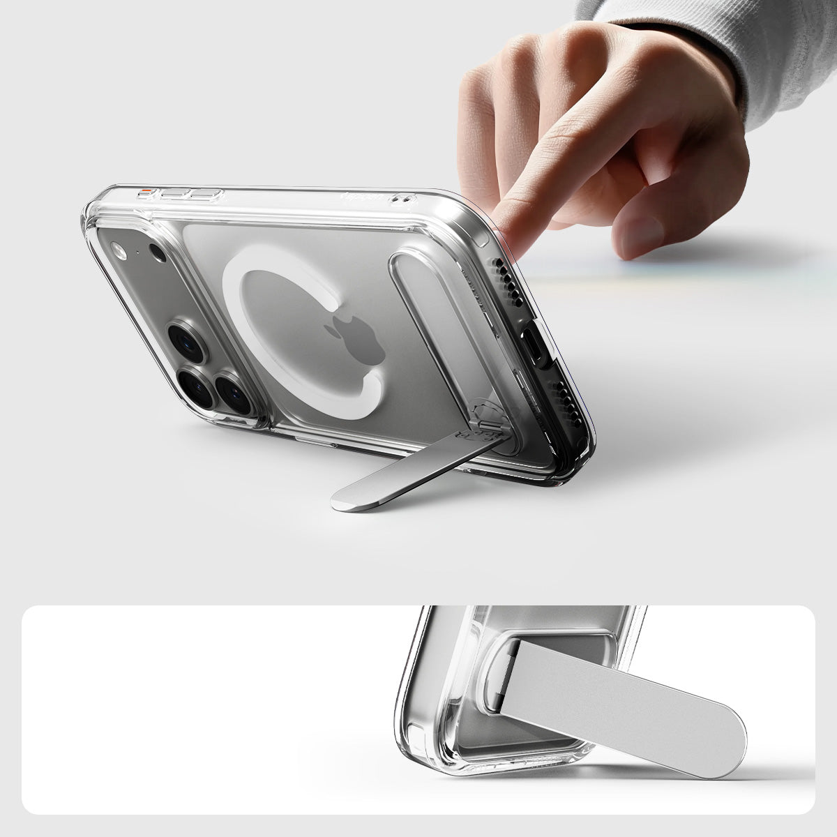 Handyhülle für iPhone 17 Pro Max, Spigen Ultra Hybrid S Mag mit MagSafe, Transparent-Weiß