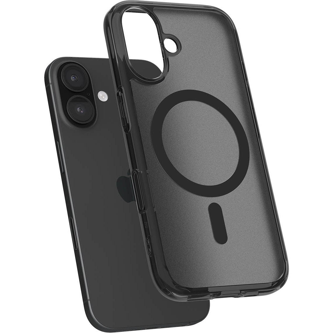 Handyhülle für iPhone 16, Spigen Ultra Hybrid T Mag (CC) mit MagSafe, Durchscheinend-Schwarz