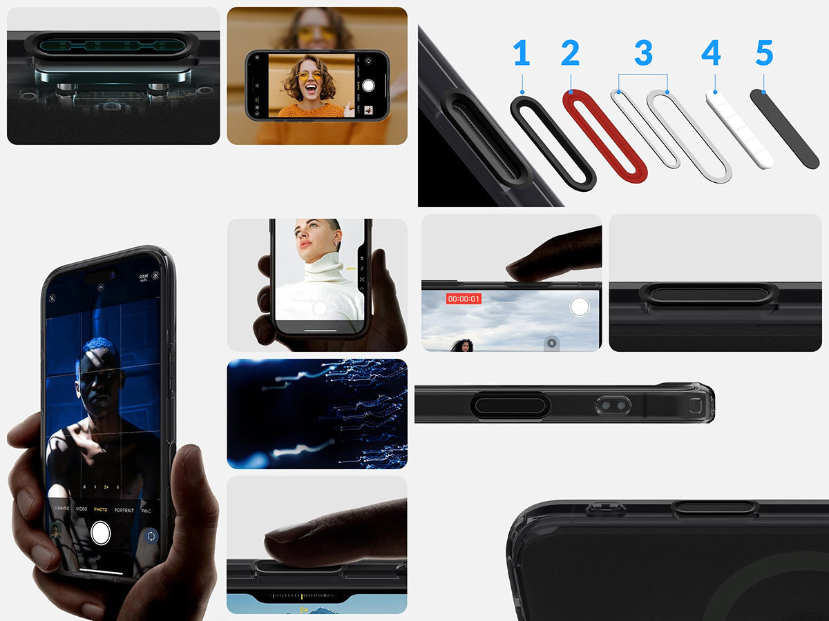 Handyhülle für iPhone 16, Spigen Ultra Hybrid T Mag (CC) mit MagSafe, Durchscheinend-Schwarz
