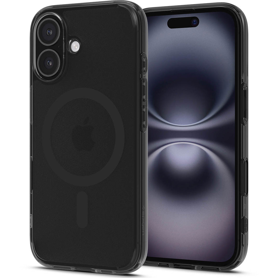 Handyhülle für iPhone 16, Spigen Ultra Hybrid T Mag (CC) mit MagSafe, Durchscheinend-Schwarz