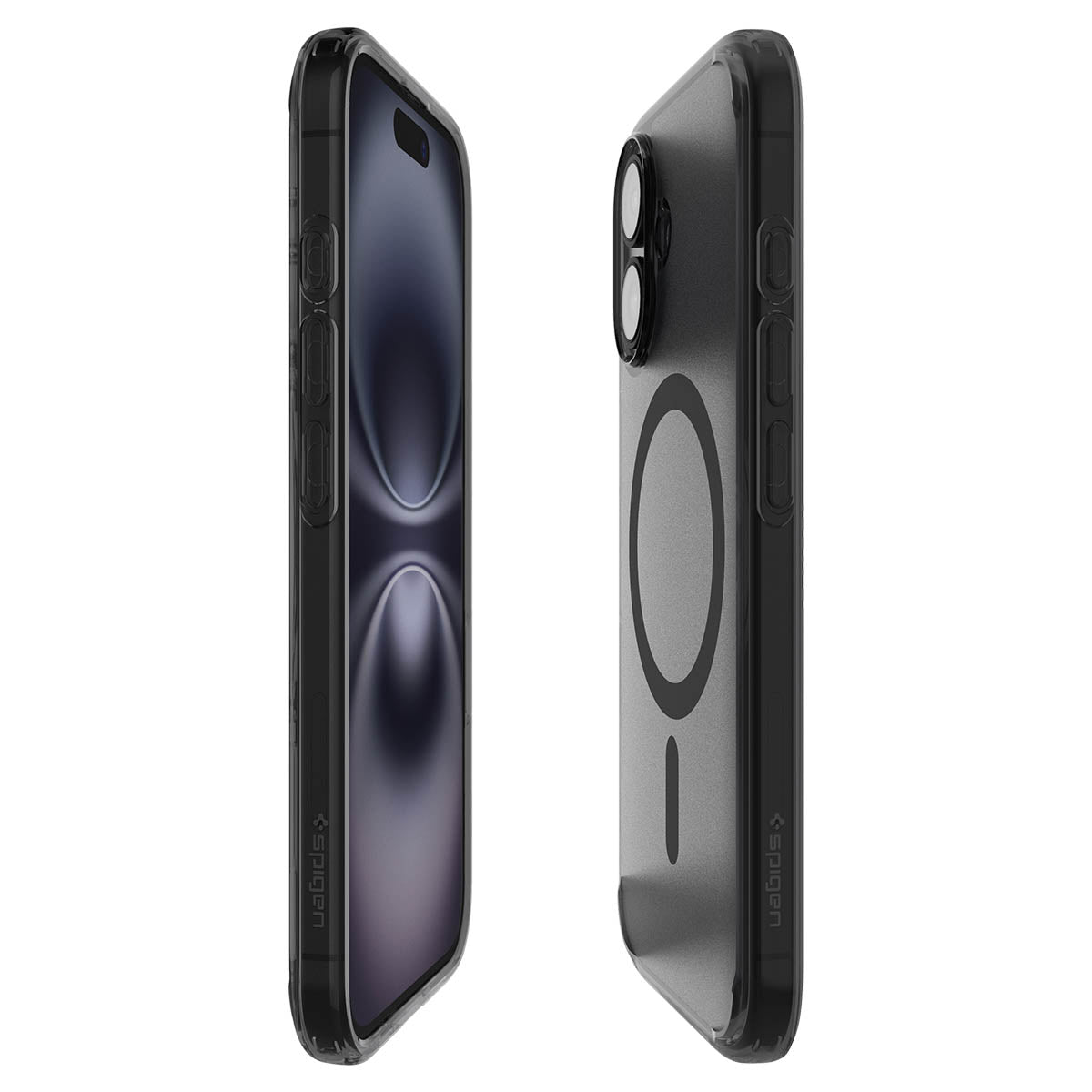 Handyhülle für iPhone 16, Spigen Ultra Hybrid T Mag (CC) mit MagSafe, Durchscheinend-Schwarz