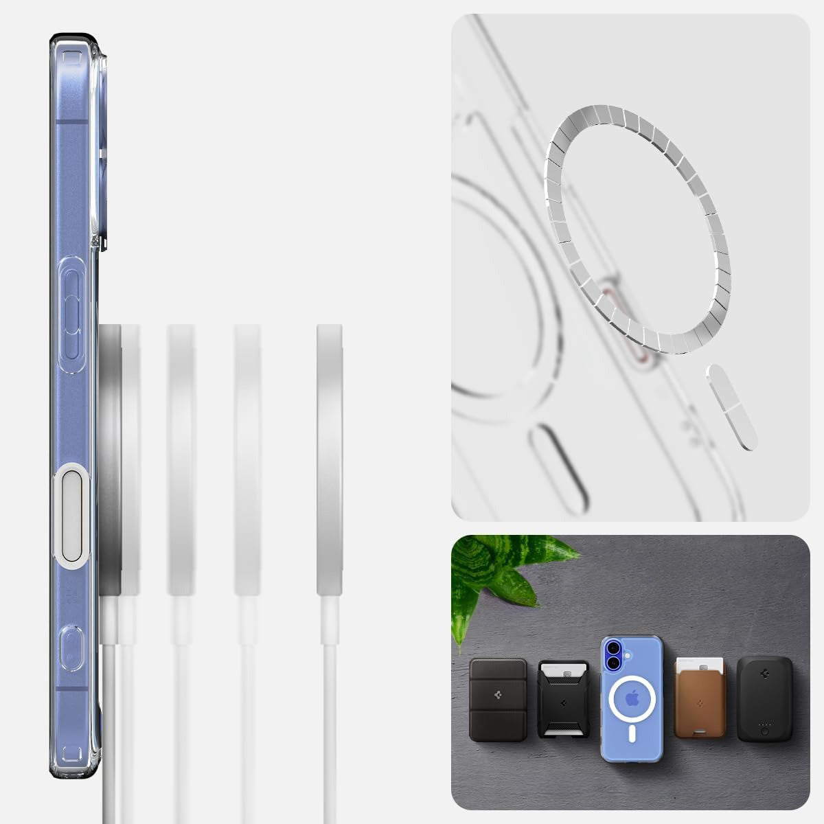 Handyhülle für iPhone 16, Spigen Ultra Hybrid T Mag (CC) mit MagSafe, Transparent-Weiß