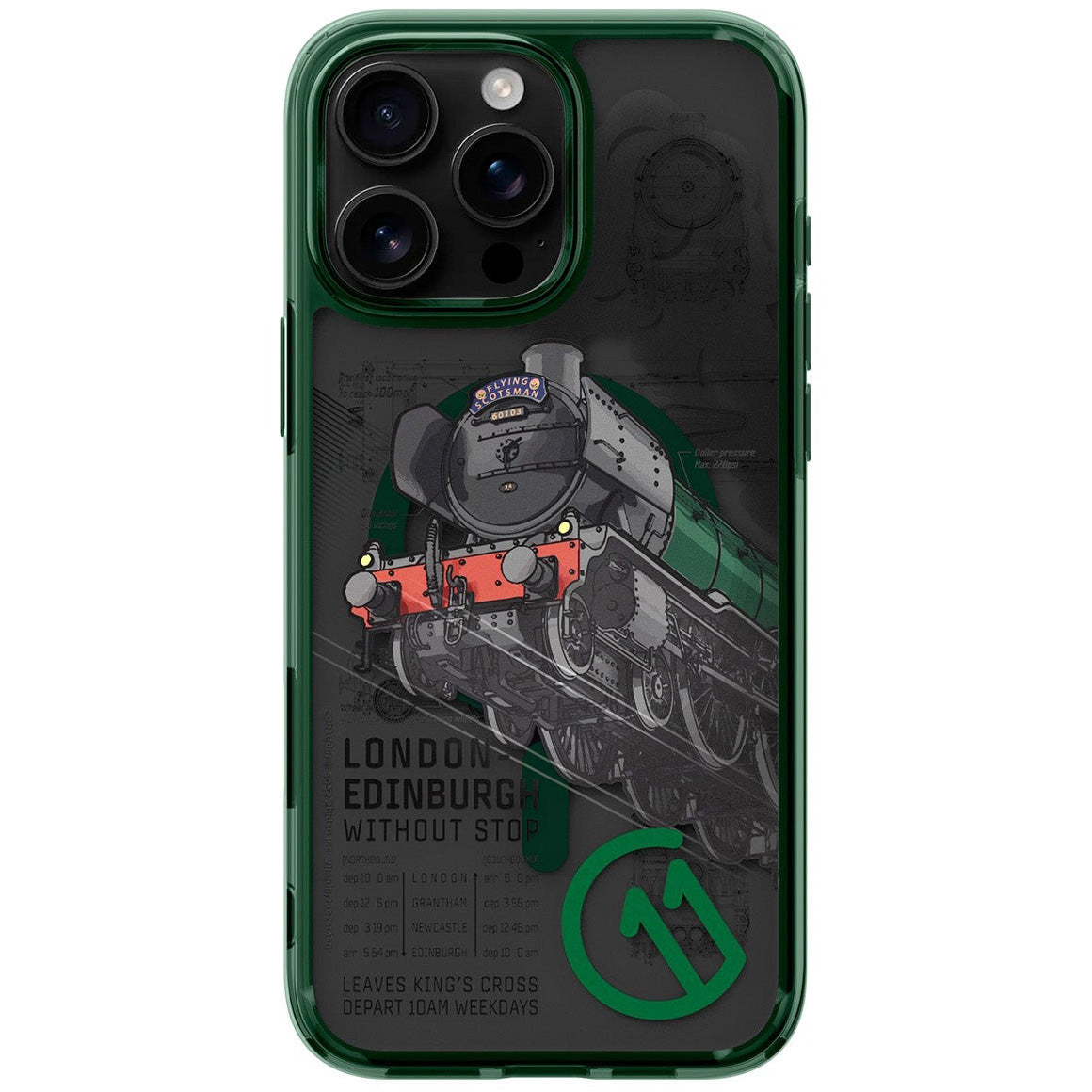 Handyhülle für iPhone 16 Pro, Spigen Ultra Hybrid T Mag (CC) mit MagSafe, Grün-Gemustert (C11 Scotsman Fir)