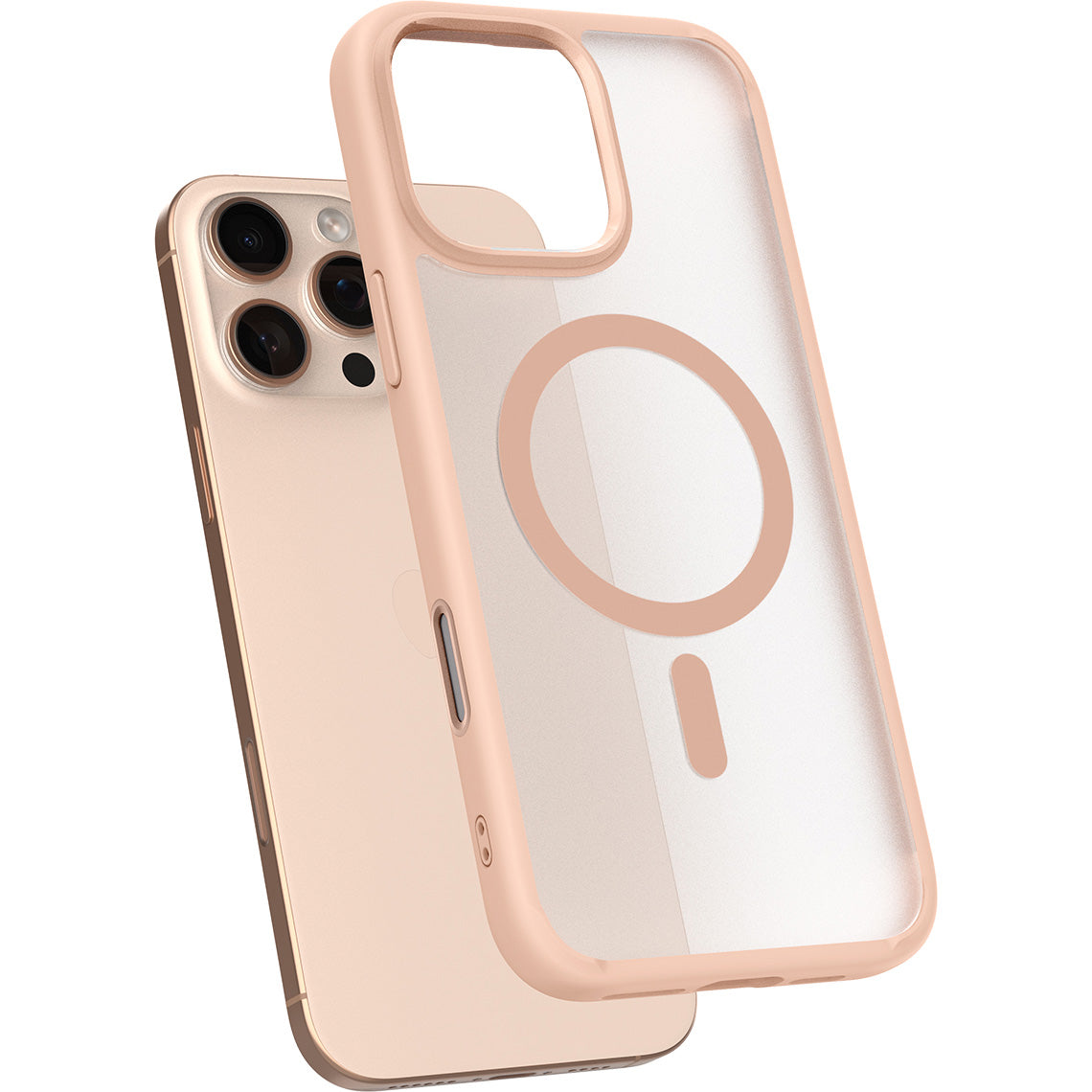 Handyhülle für iPhone 16 Pro, Spigen Ultra Hybrid T Mag (CC) mit MagSafe, Durchscheinend-Rosa