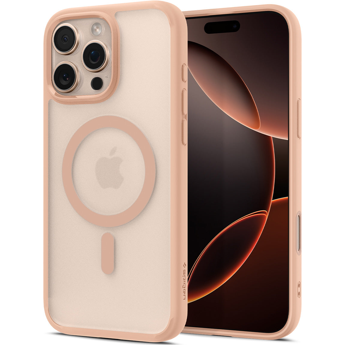 Handyhülle für iPhone 16 Pro, Spigen Ultra Hybrid T Mag (CC) mit MagSafe, Durchscheinend-Rosa