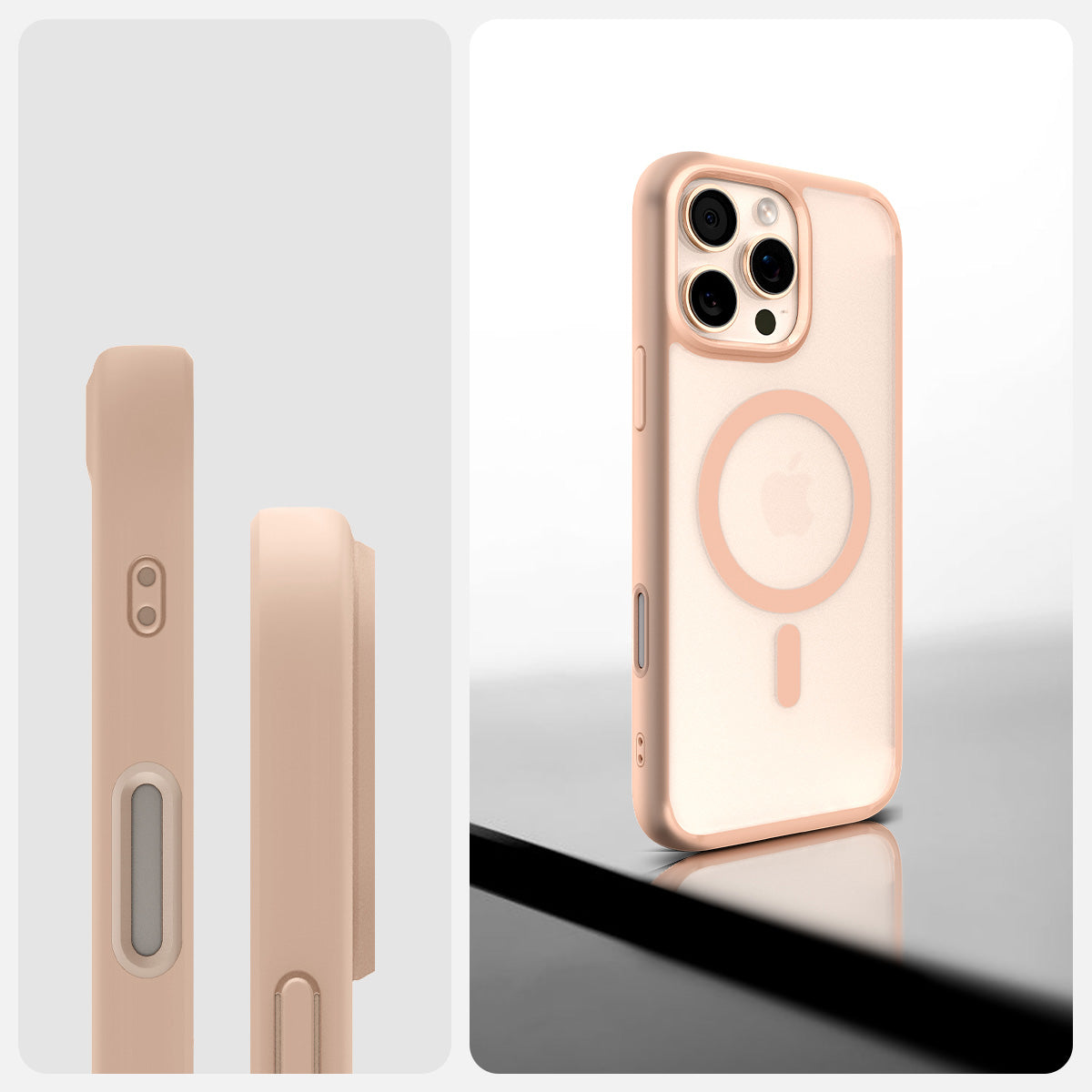 Handyhülle für iPhone 16 Pro, Spigen Ultra Hybrid T Mag (CC) mit MagSafe, Durchscheinend-Rosa