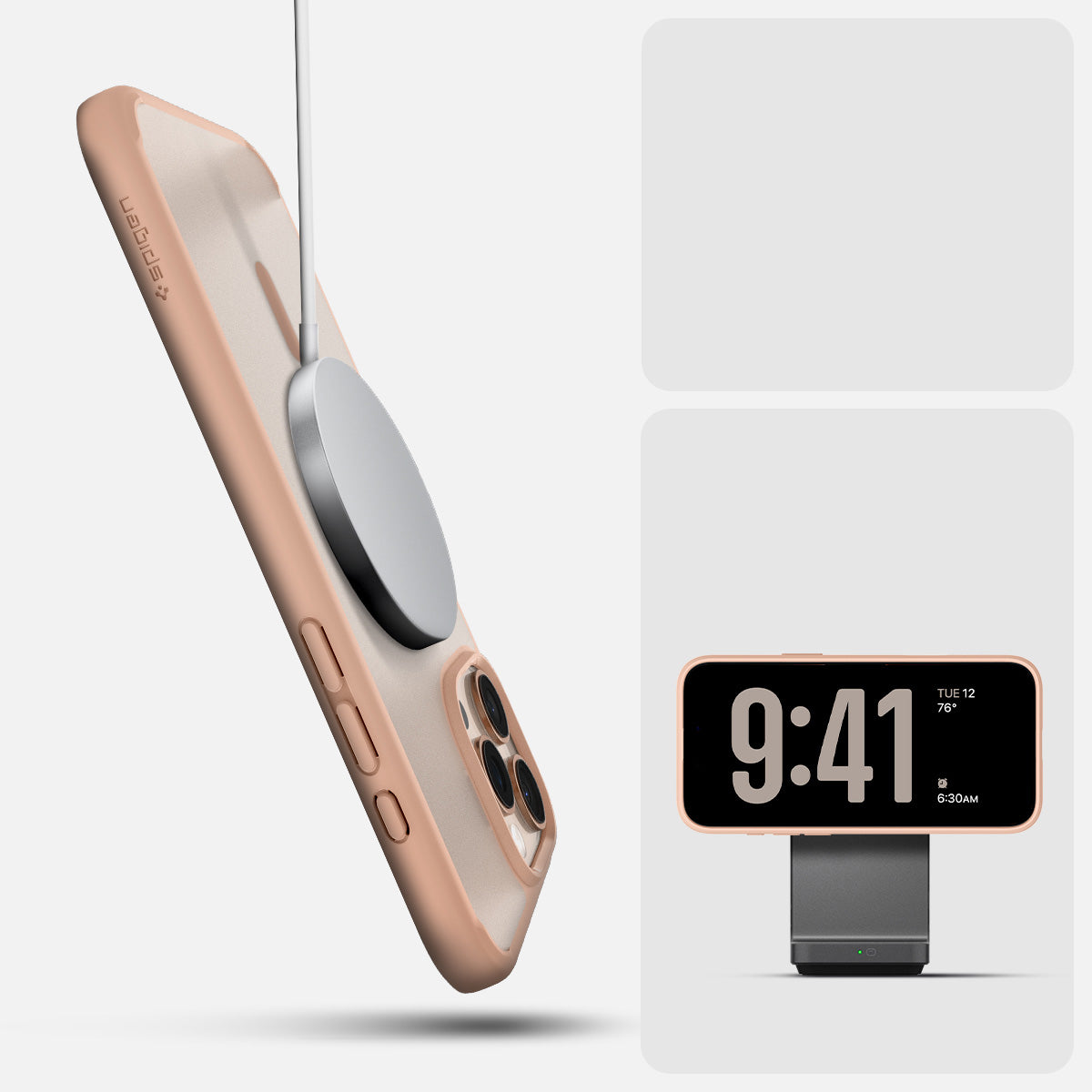 Handyhülle für iPhone 16 Pro, Spigen Ultra Hybrid T Mag (CC) mit MagSafe, Durchscheinend-Rosa
