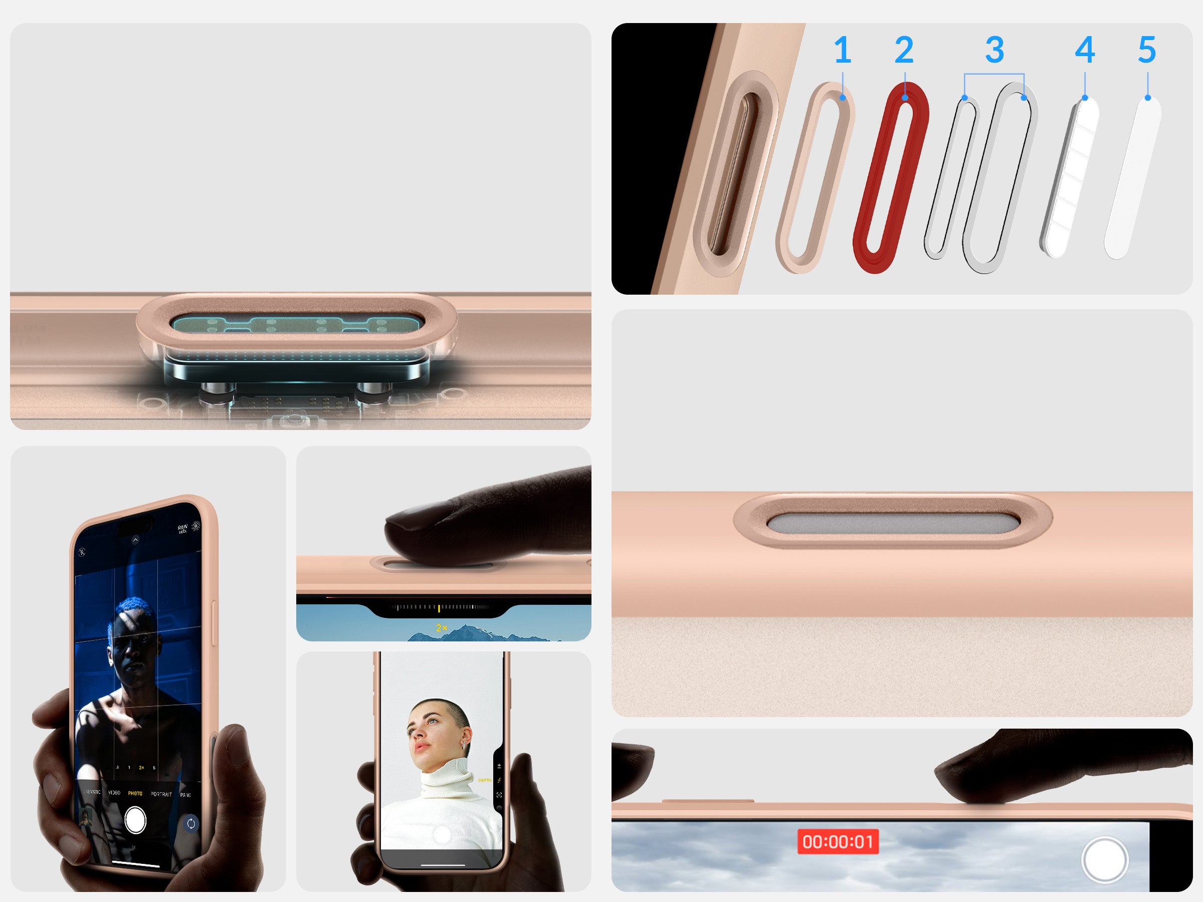 Handyhülle für iPhone 16 Pro, Spigen Ultra Hybrid T Mag (CC) mit MagSafe, Durchscheinend-Rosa