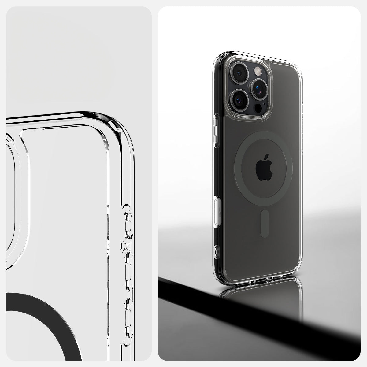 Handyhülle für iPhone 16 Pro, Spigen Ultra Hybrid T Mag (CC) mit MagSafe, Transparent-Grau