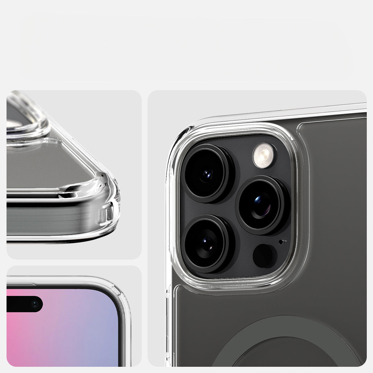 Handyhülle für iPhone 16 Pro, Spigen Ultra Hybrid T Mag (CC) mit MagSafe, Transparent-Grau