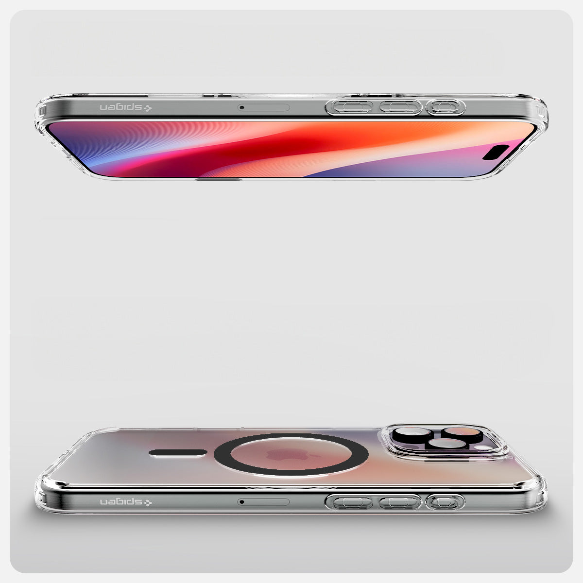 Handyhülle für iPhone 16 Pro, Spigen Ultra Hybrid T Mag (CC) mit MagSafe, Transparent-Grau