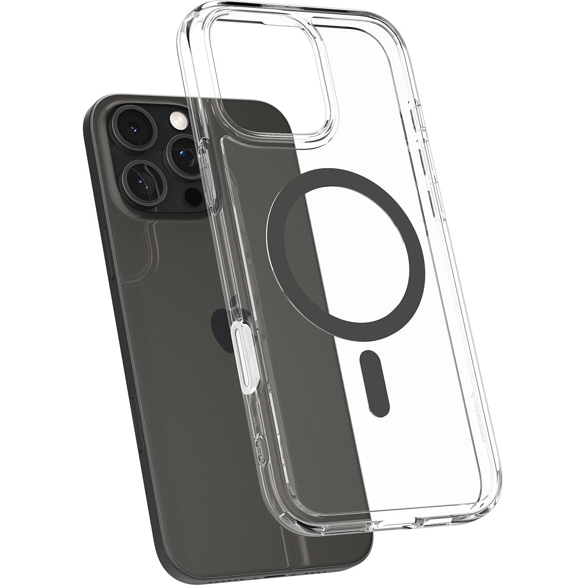 Handyhülle für iPhone 16 Pro Max, Spigen Ultra Hybrid T Mag (CC) mit MagSafe, Transparent-Grau