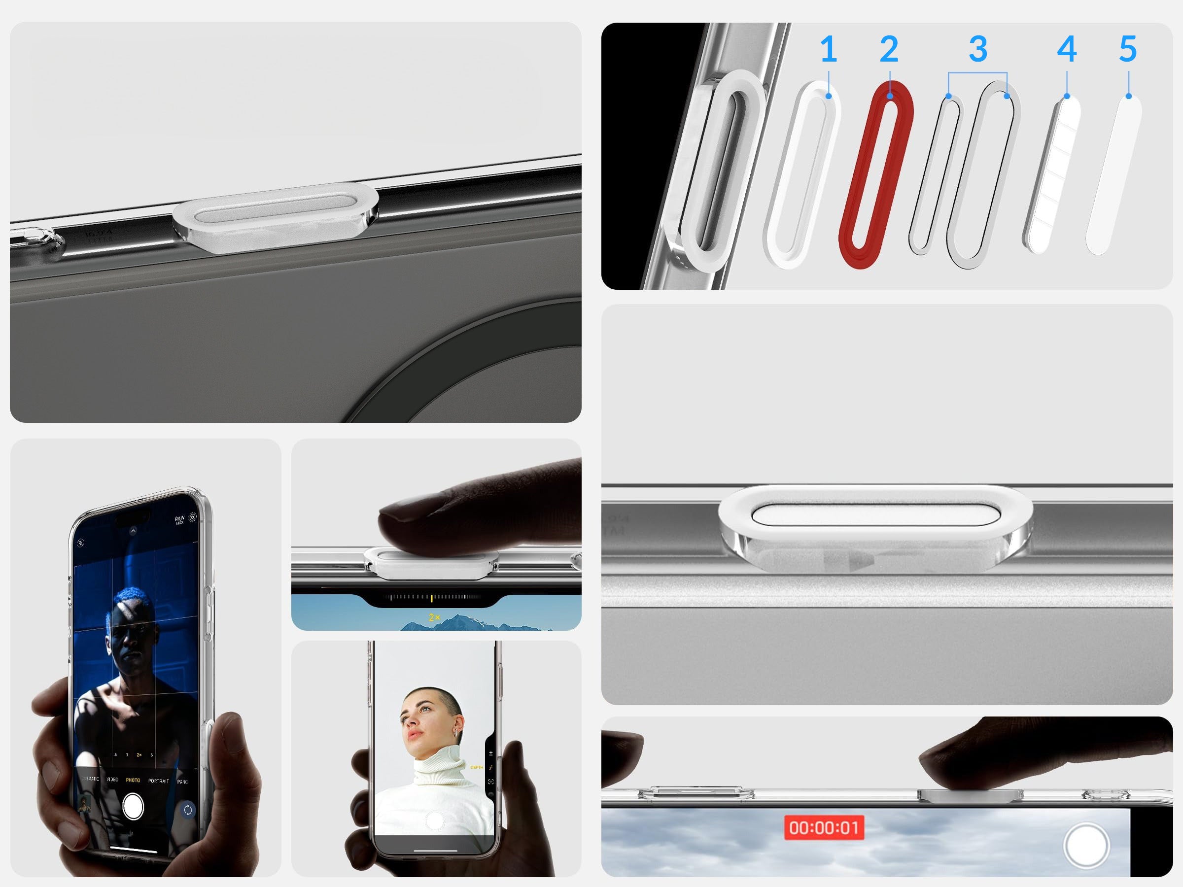 Handyhülle für iPhone 16 Pro Max, Spigen Ultra Hybrid T Mag (CC) mit MagSafe, Transparent-Grau