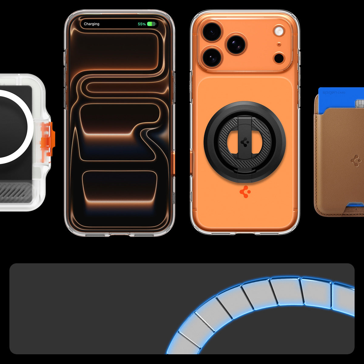 Handyhülle für iPhone 17 Pro, Spigen Ultra Hybrid T Mag (CC) mit MagSafe, Transparent-Orange