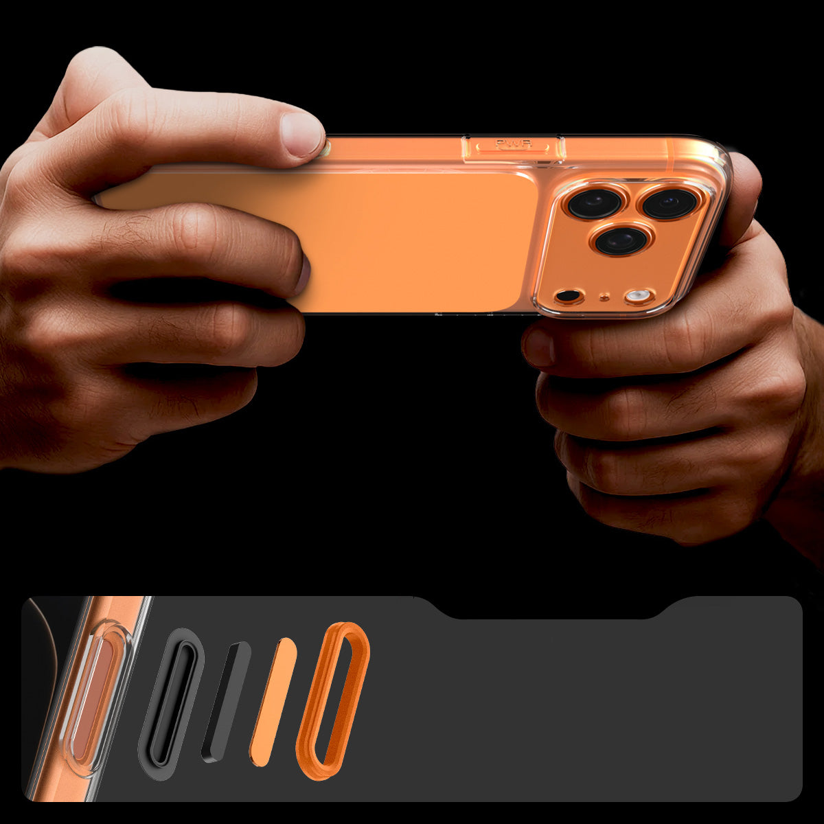 Handyhülle für iPhone 17 Pro, Spigen Ultra Hybrid T Mag (CC) mit MagSafe, Transparent-Orange