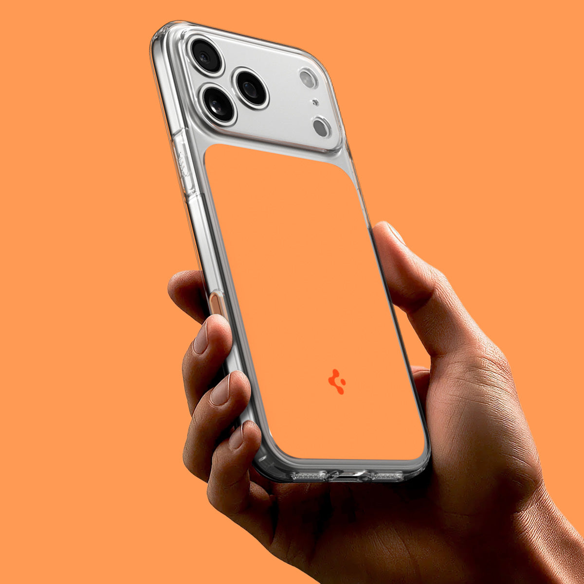 Handyhülle für iPhone 17 Pro, Spigen Ultra Hybrid T Mag (CC) mit MagSafe, Transparent-Orange