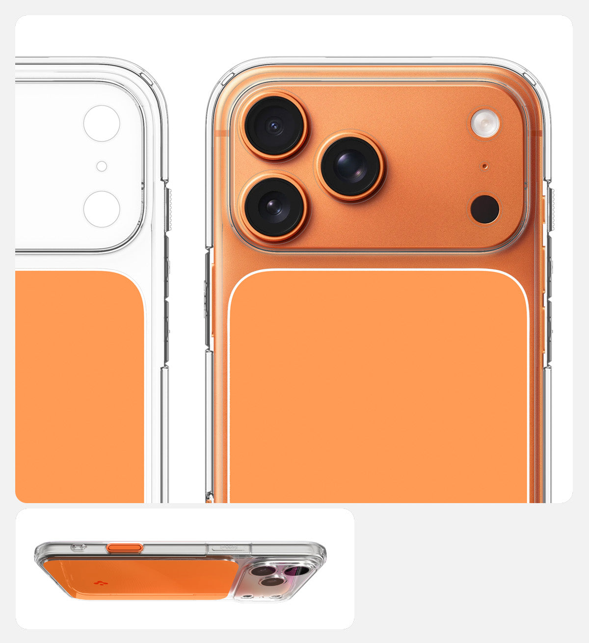 Handyhülle für iPhone 17 Pro, Spigen Ultra Hybrid T Mag (CC) mit MagSafe, Transparent-Orange