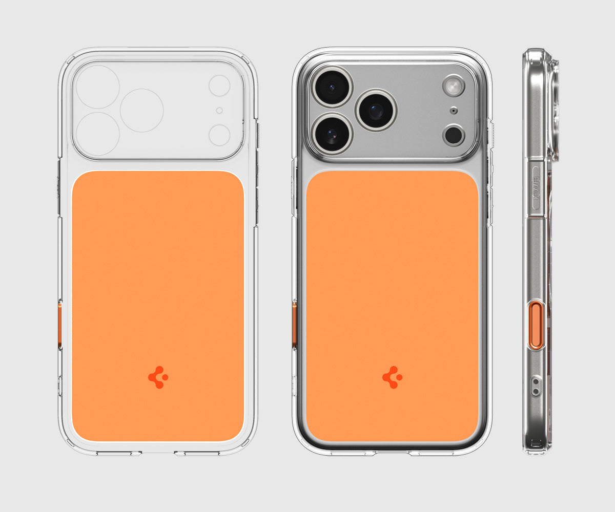 Handyhülle für iPhone 17 Pro Max, Spigen Ultra Hybrid T Mag (CC) mit MagSafe, Transparent-Orange