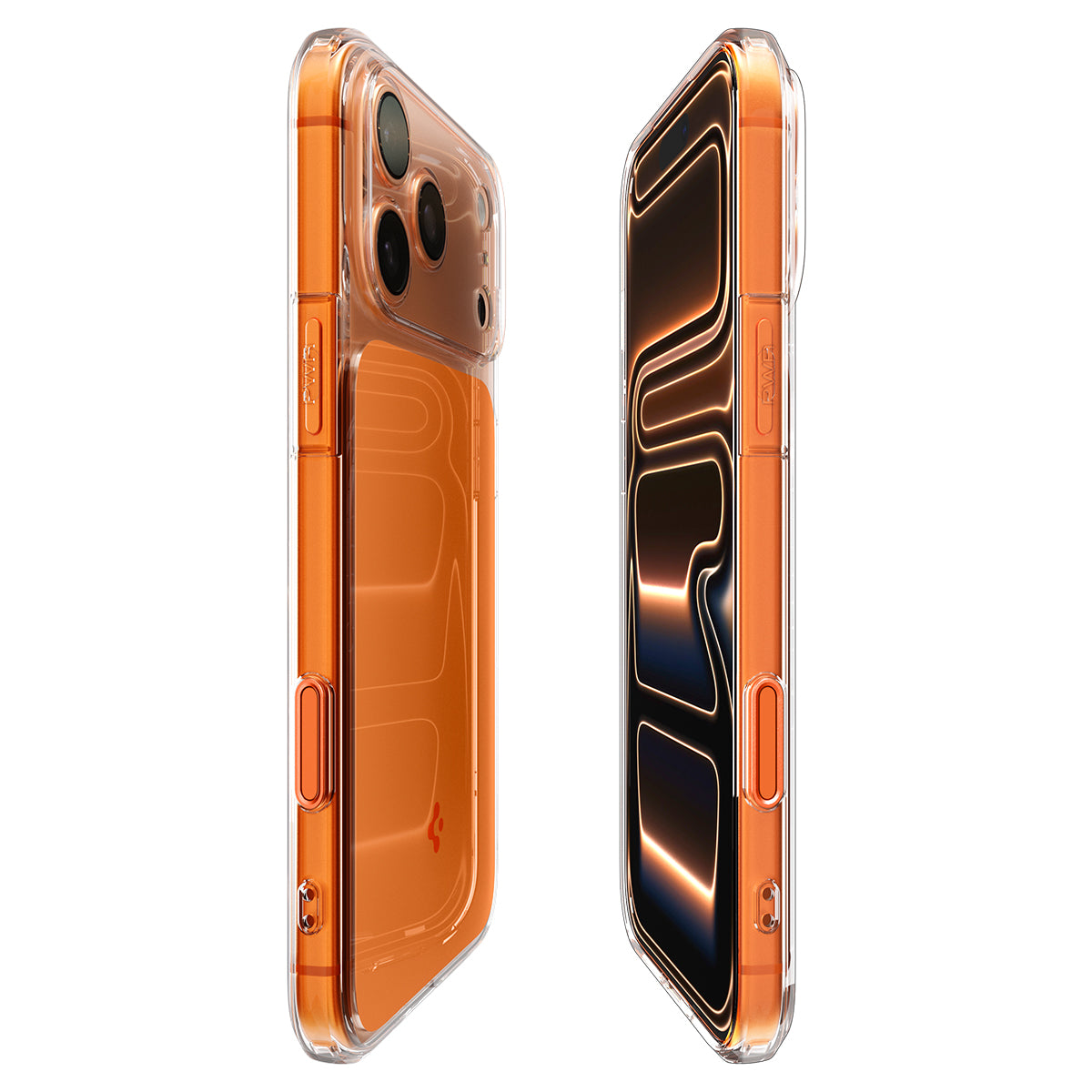 Handyhülle für iPhone 17 Pro Max, Spigen Ultra Hybrid T Mag (CC) mit MagSafe, Transparent-Orange