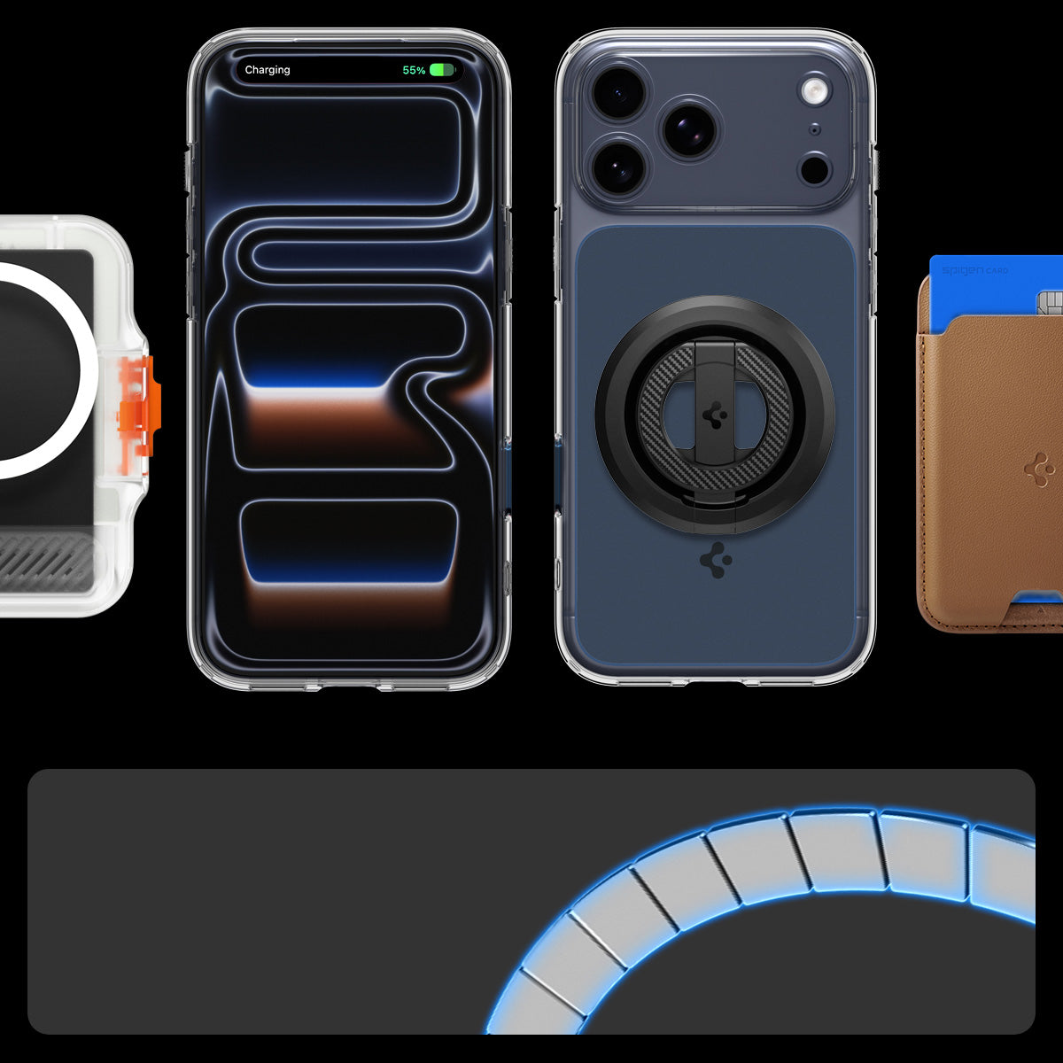 Handyhülle für iPhone 17 Pro Max, Spigen Ultra Hybrid T Mag (CC) mit MagSafe, Transparent-Dunkelblau