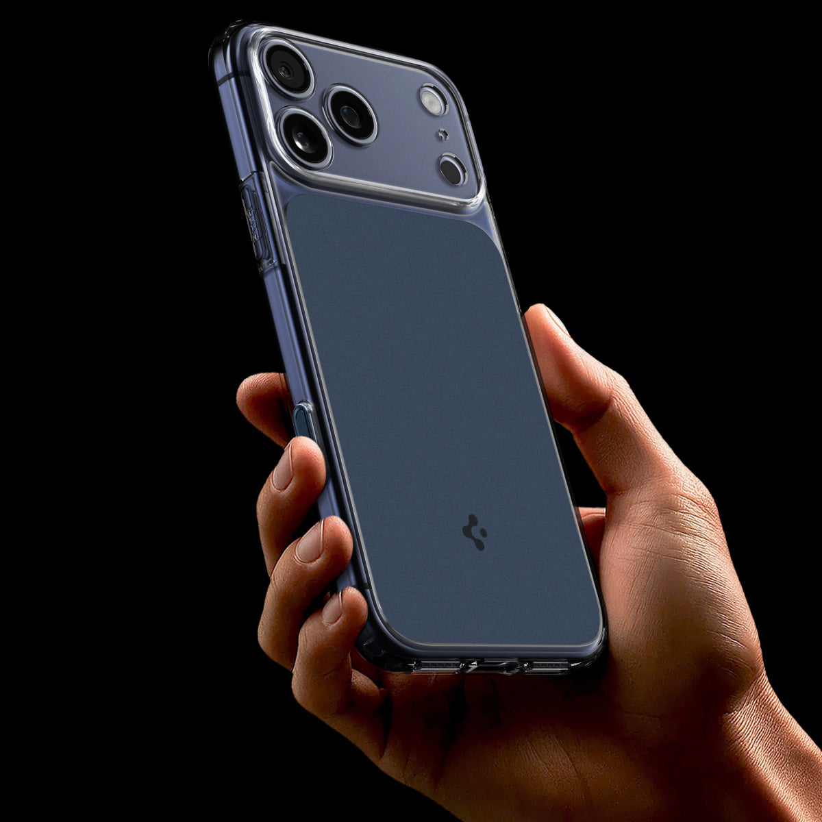 Handyhülle für iPhone 17 Pro Max, Spigen Ultra Hybrid T Mag (CC) mit MagSafe, Transparent-Dunkelblau