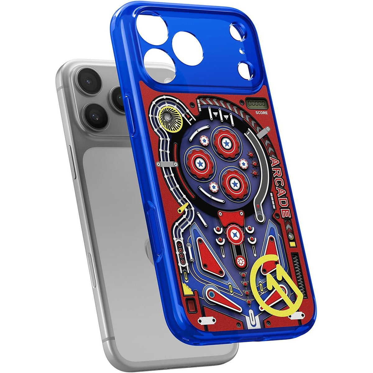 Handyhülle für iPhone 17 Pro, Spigen Ultra Hybrid T Mag (CC) mit MagSafe, Blau-Gemustert (C11 Arcade)