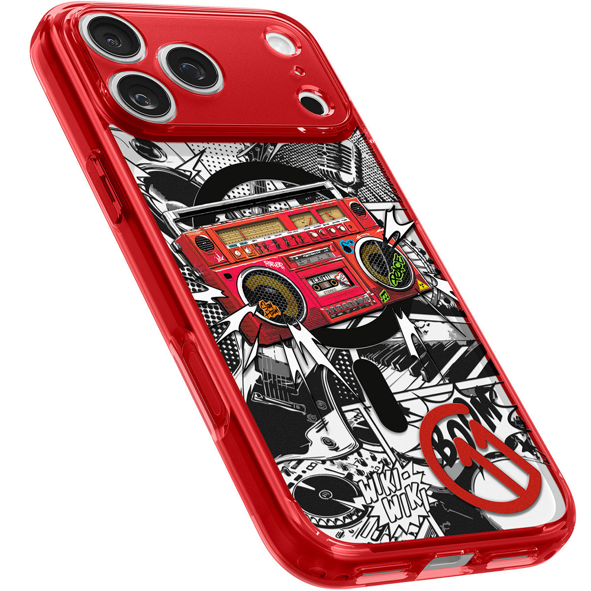 Handyhülle für iPhone 17 Pro, Spigen Ultra Hybrid T Mag (CC) mit MagSafe, Rot-Gemustert (C11 Blast)