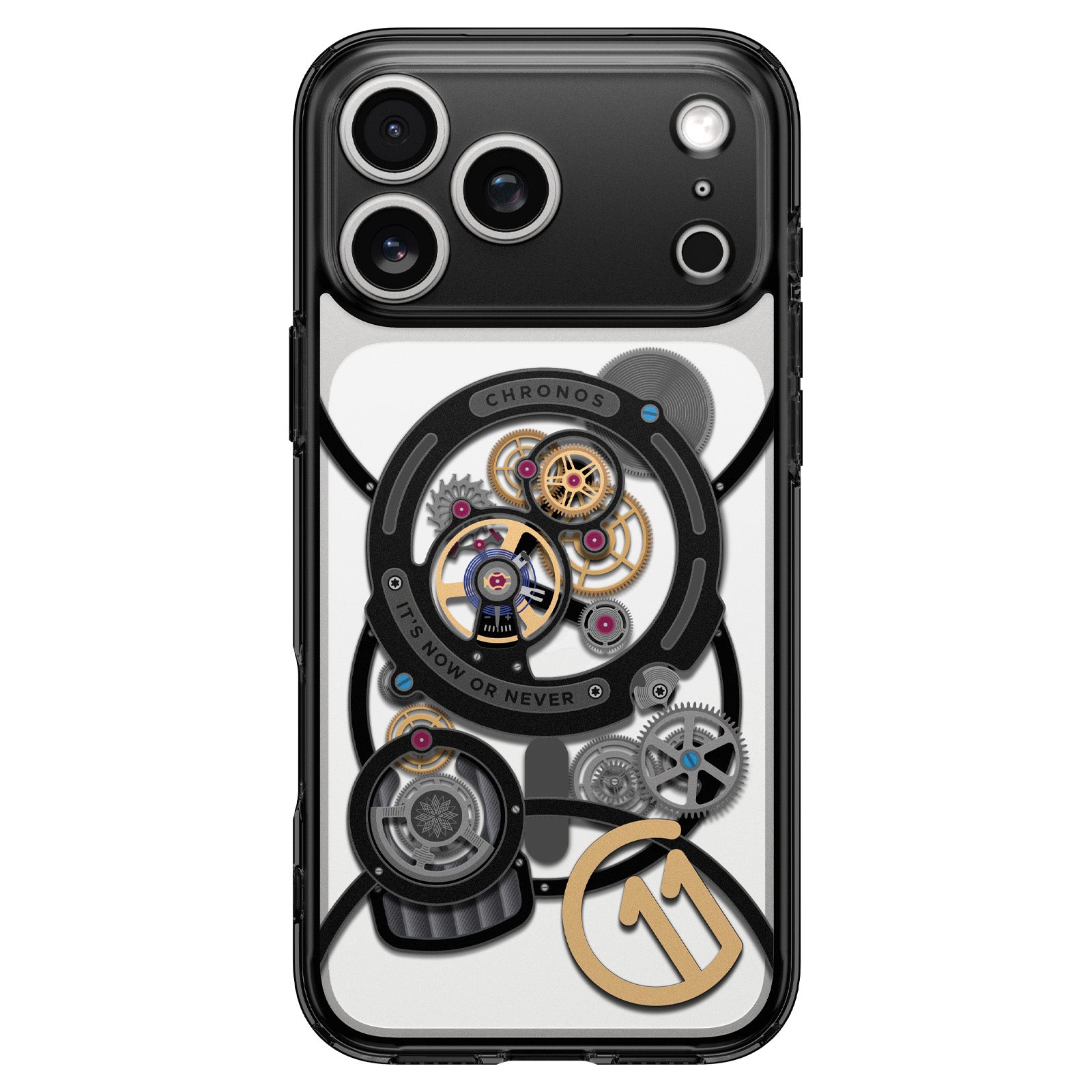 Handyhülle für iPhone 17 Pro, Spigen Ultra Hybrid T Mag (CC) mit MagSafe, Transparent-Gemustert (C11 Chronos)