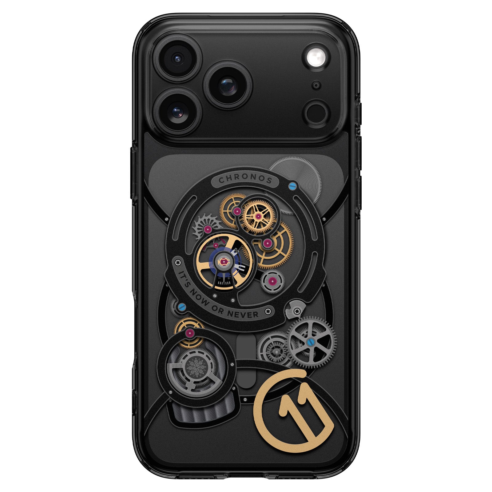 Handyhülle für iPhone 17 Pro, Spigen Ultra Hybrid T Mag (CC) mit MagSafe, Transparent-Gemustert (C11 Chronos)